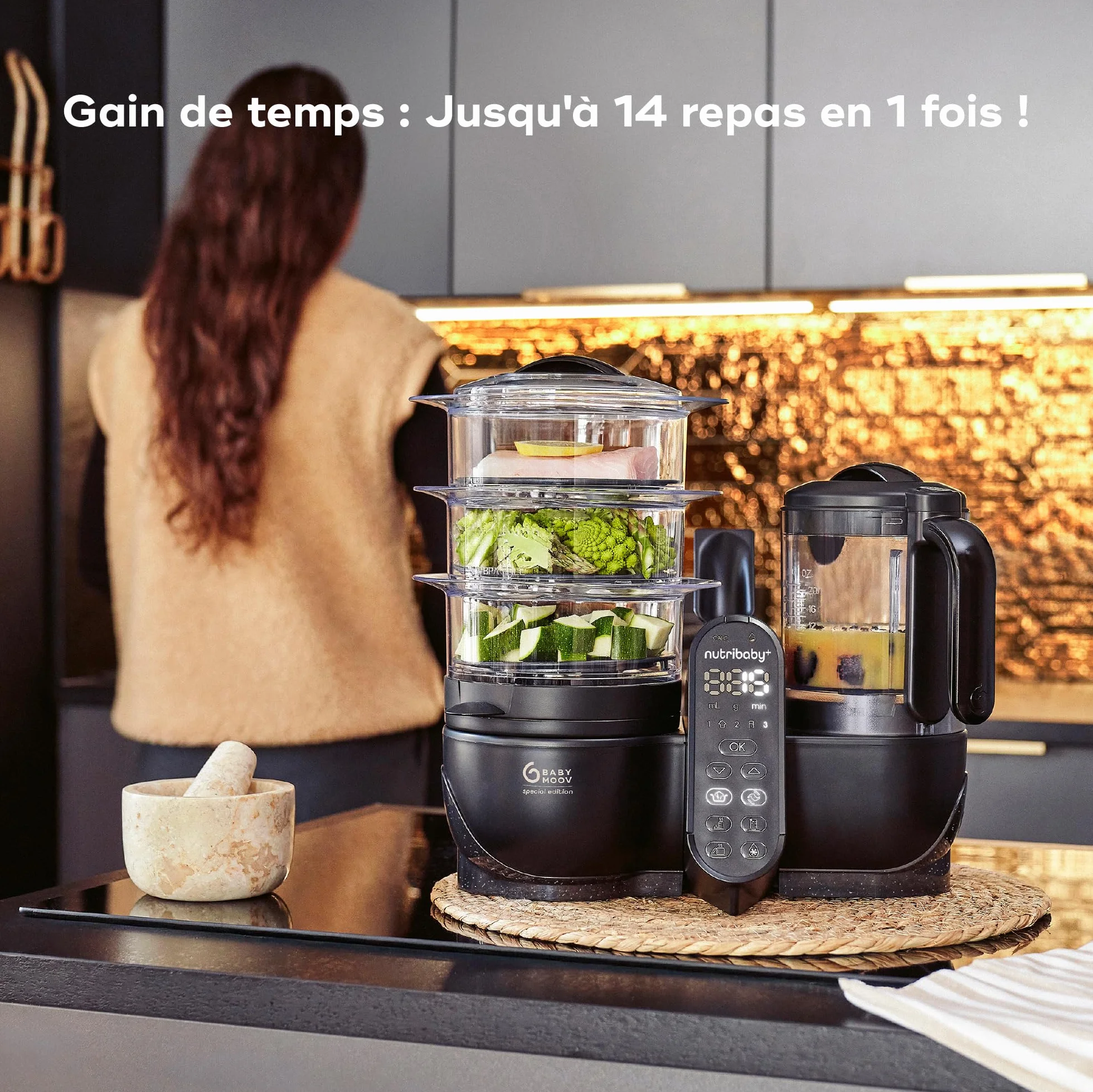 Babymoov Nutribaby(+) XL Cottura a Vapore per Bambini 2,9L 6 Funzioni Nero