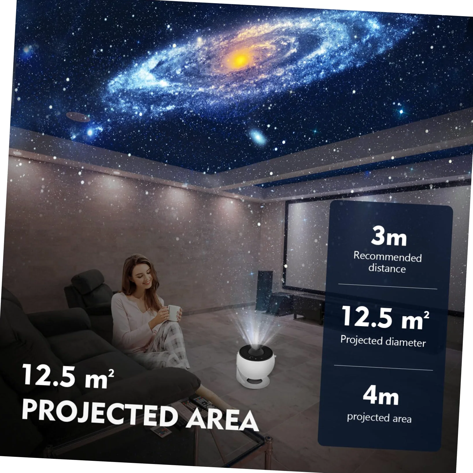 Homoyoyo Proiettore Di Luce Notturno Festa Luce Silenziosa Per Camera Da Letto Con Dischi Di Pellicola Rotazione Motivi Di Stelle e Nebulose Telecomando Incluso