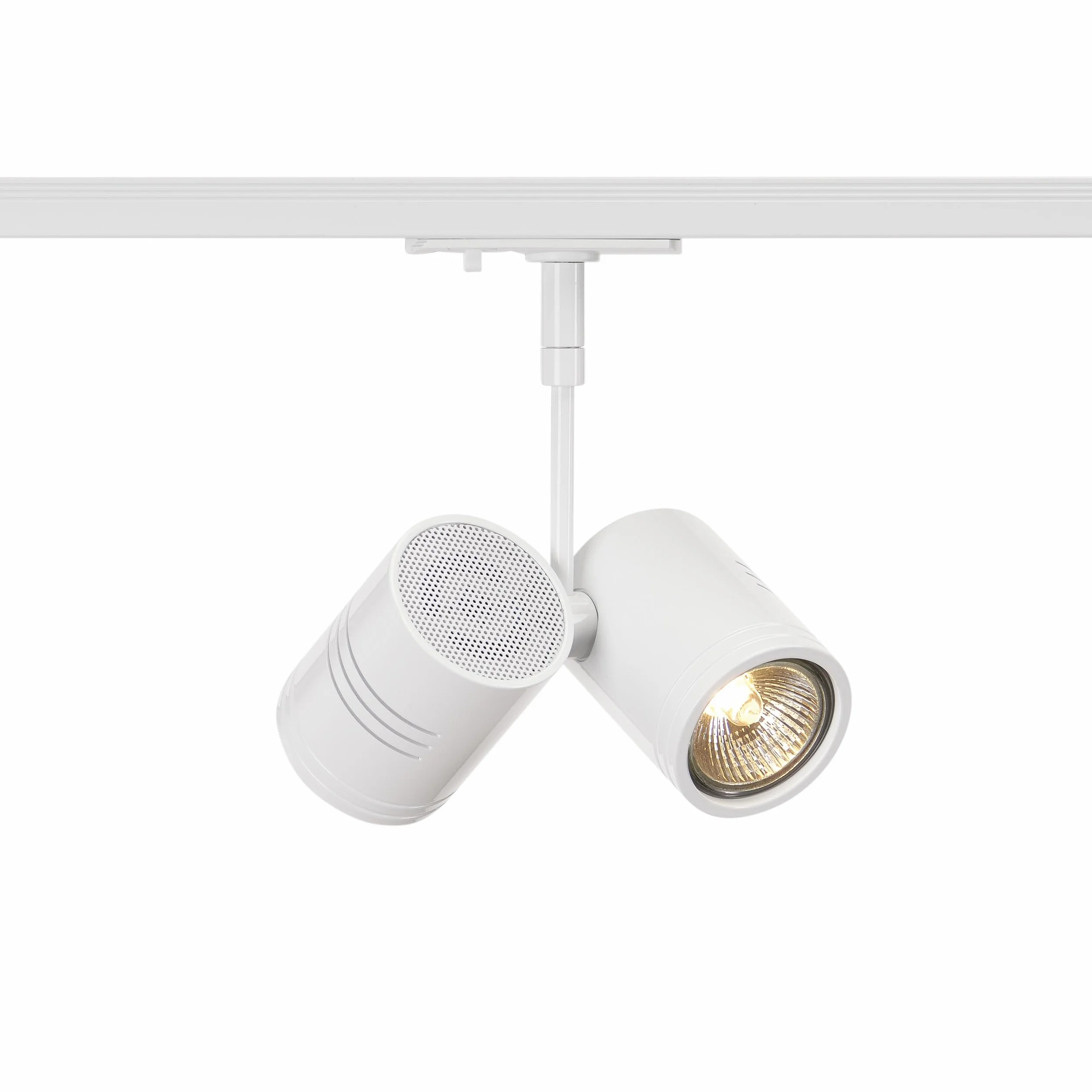 SLV BIMA 2 spot per binario monofase ad alta tensione, biemissione, QPAR51, bianco, max. 50W, incl. adattatore monofase
