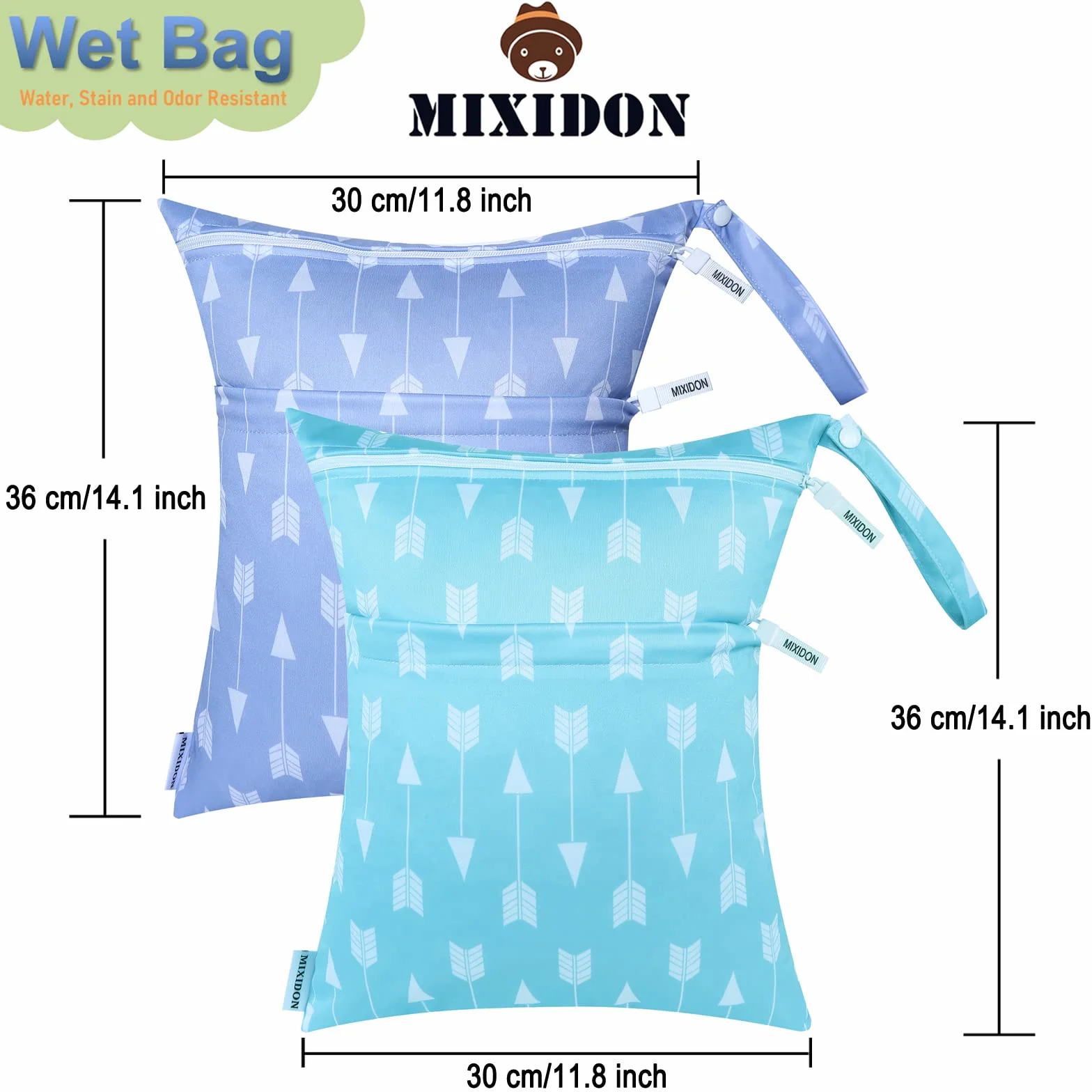 Wetbag Borsa per Pannolini Lavabili Impermeabile con Doppia Cerniera Wet Dry Bag, Viaggi Spiaggia Piscina Gym, Pattern 11