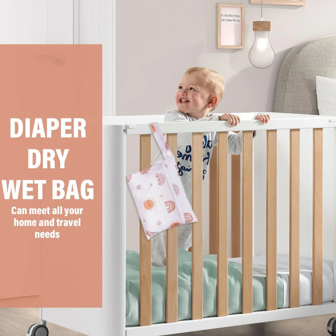 SULIUDAJI 2 Pezzi Wet Bag Pannolini Lavabili Mini Borsa Riutilizzabile Arcobaleno