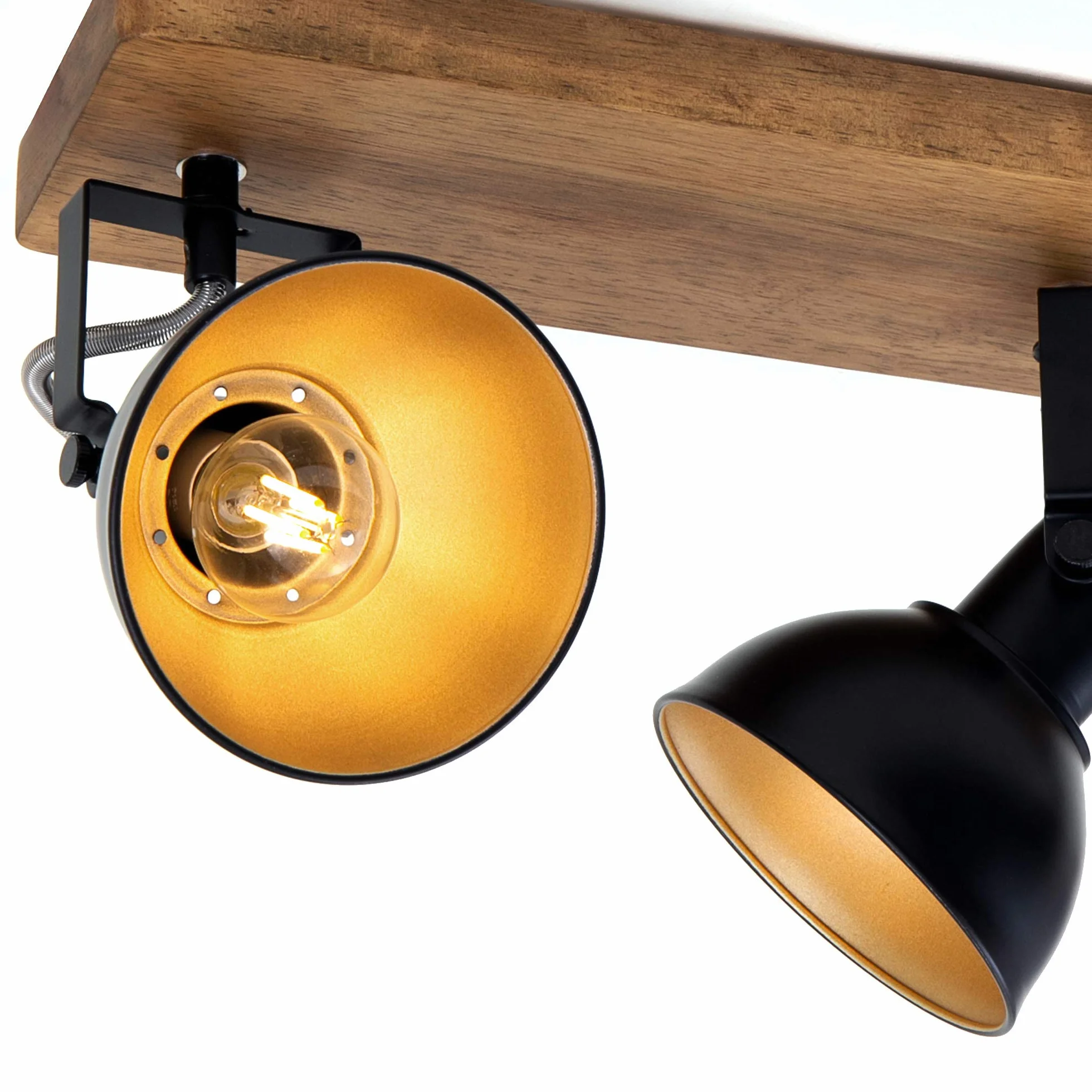 BRILONER Leuchten Faretto, Lampada da Parete retrò, Vintage, Girevole e inclinabile, 3X E14, Metallo-Legno, Nero-Oro, 500x110x157mm (LxPxH)