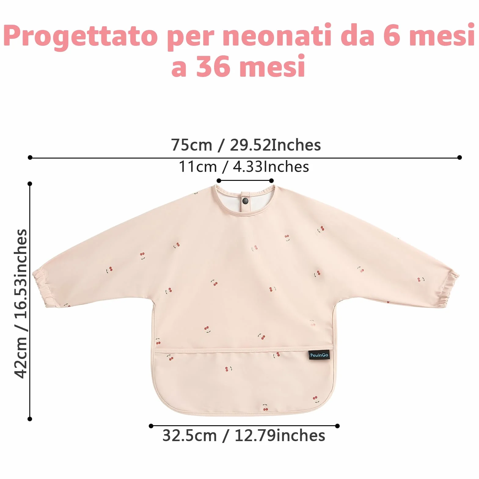 Bavaglino per Svezzamento con Maniche Lunghe BLW Impermeabile Lavabile in Lavatrice Neonati