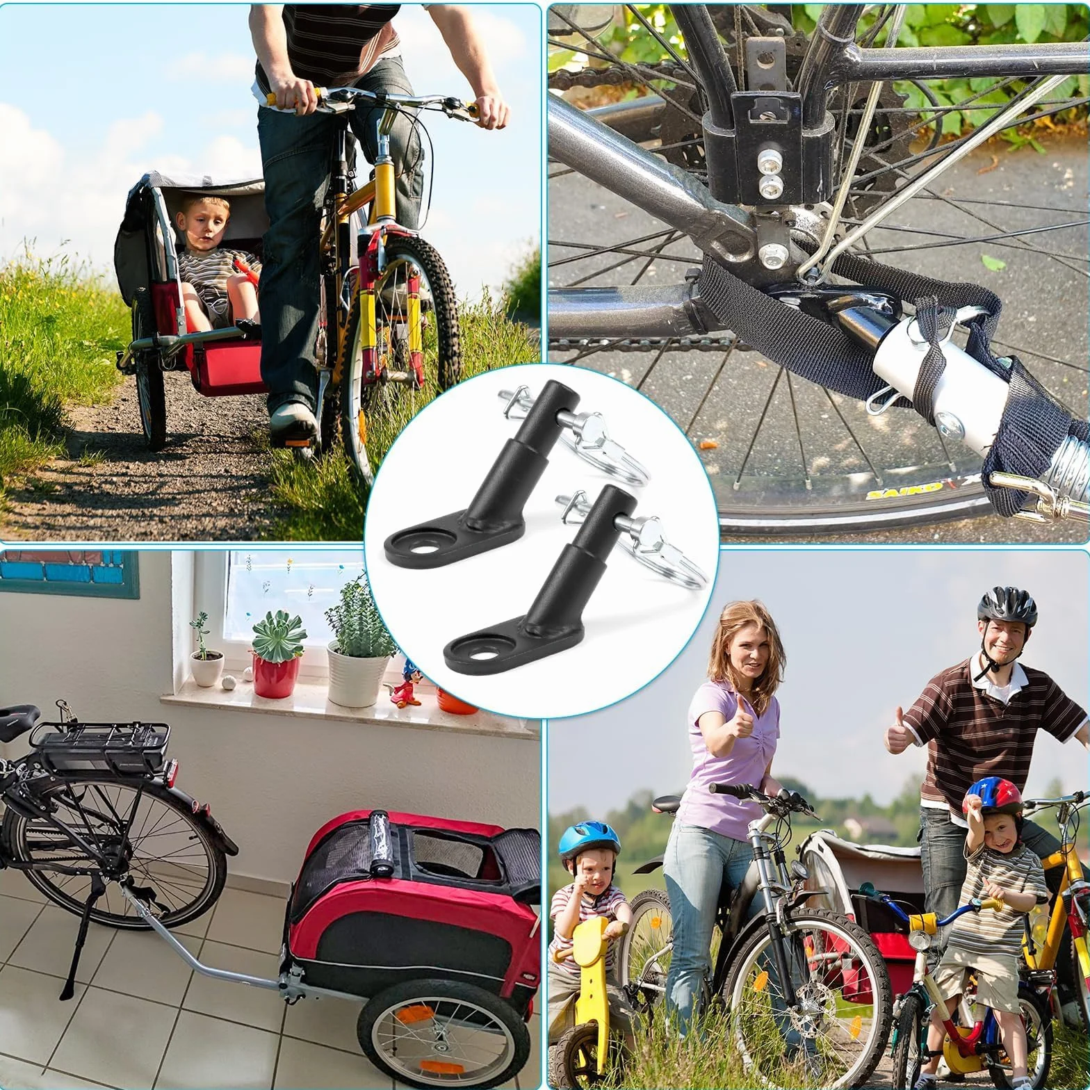 Gancio per bicicletta 2 pezzi con perno di sicurezza per cani bambini animali domestici