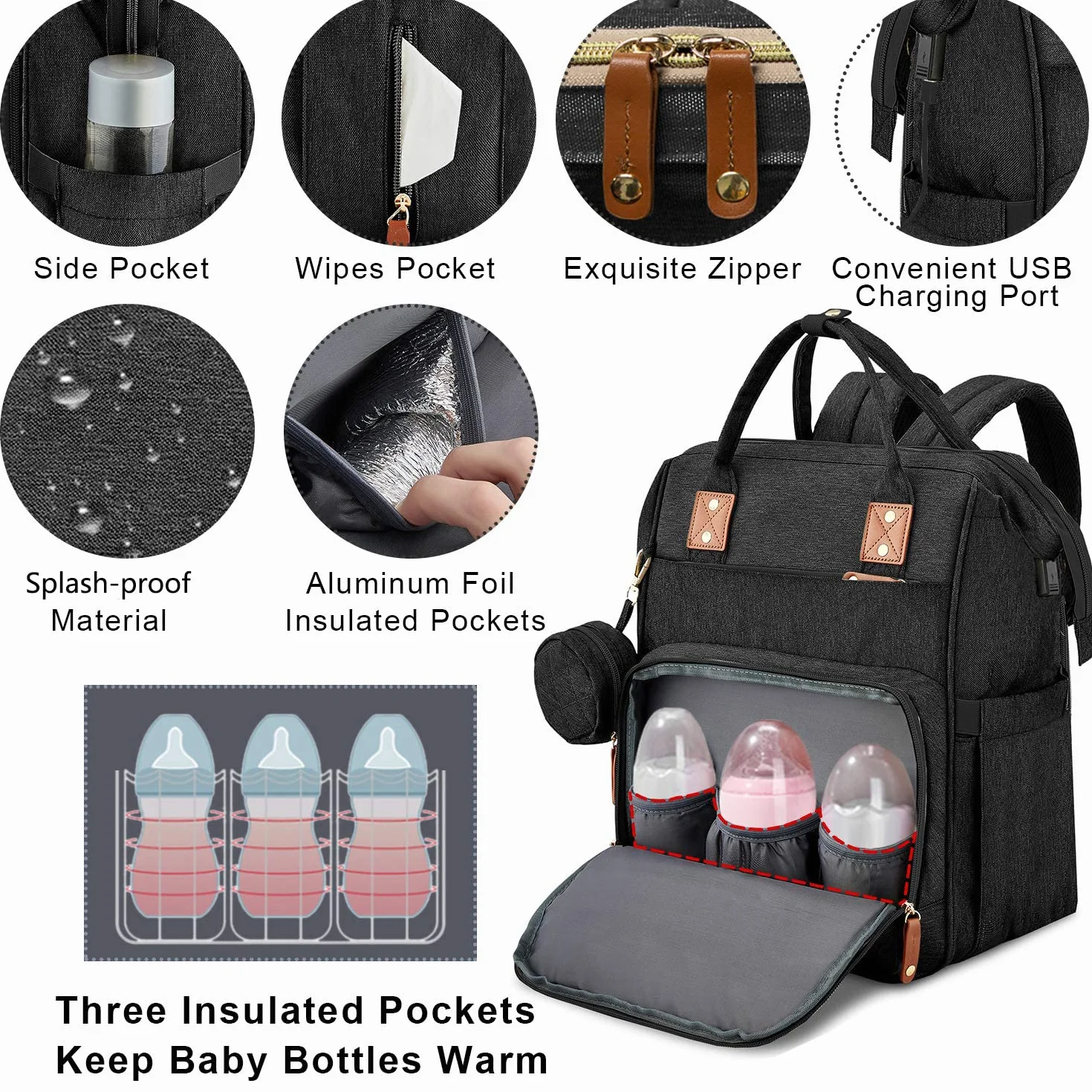 Zaino Multifunzionale Cambio Pannolino Impermeabile Grande Capacità Borsa Viaggio Letto Pieghevole