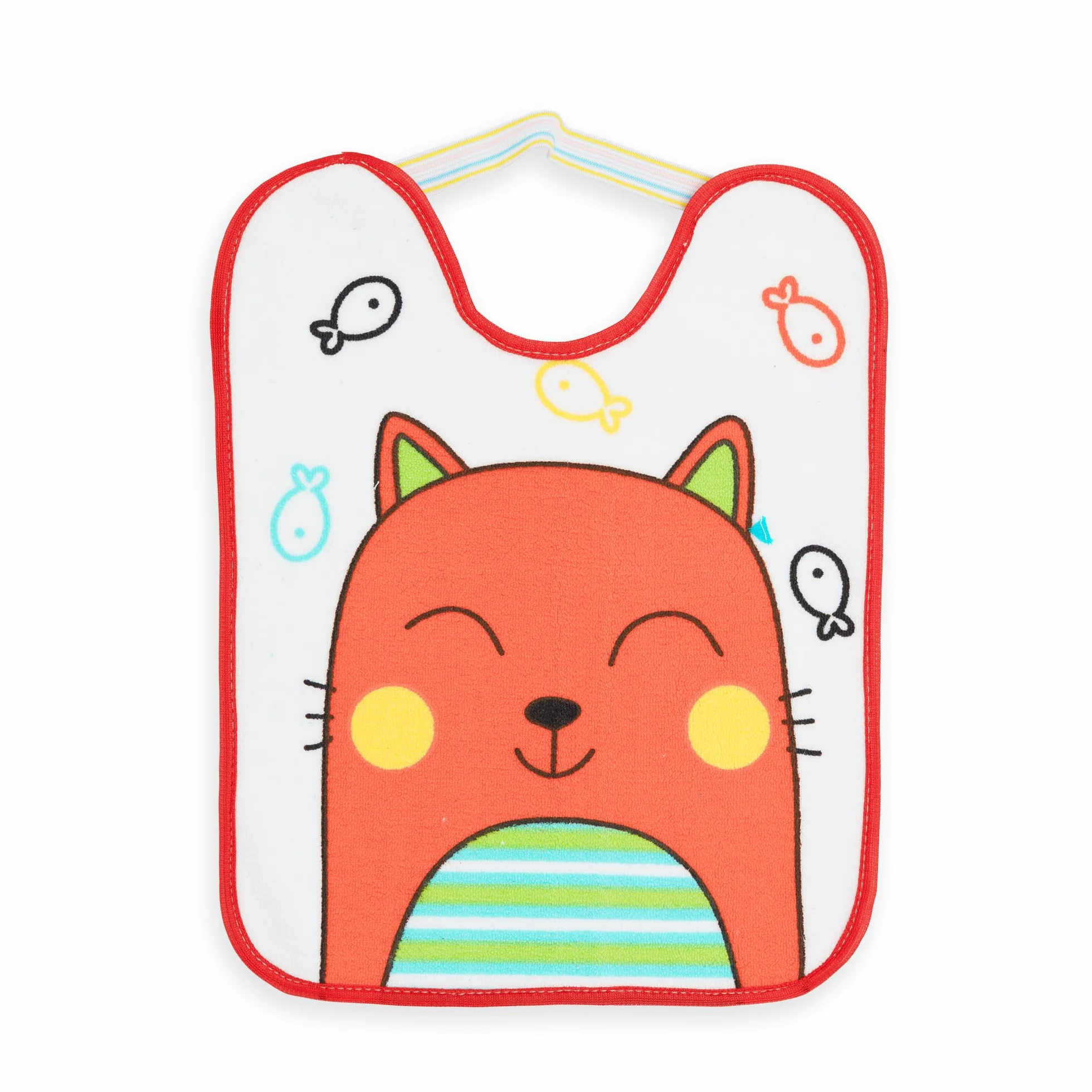Set di 4 bavaglini per bambini 6-12 mesi microfibra impermeabili 24x31 cm con elastico animali