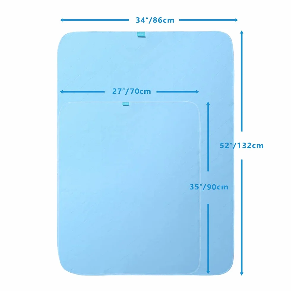 Traversa Impermeabile 70x90cm Set 2 Blu Ad alta assorbenza Lavabile Bebè Bambini Adulti Animale Domestico