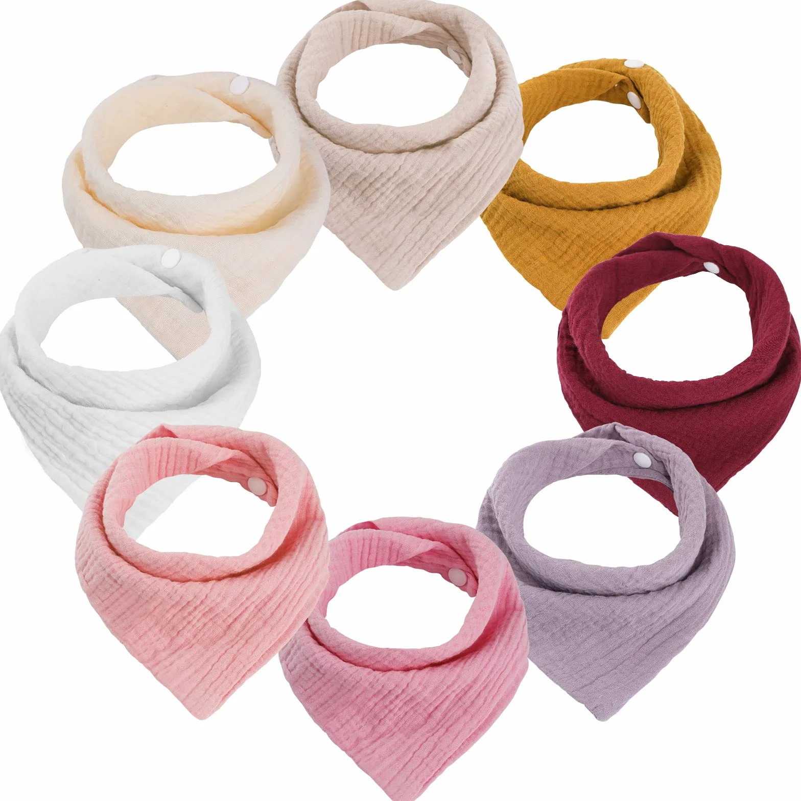 Bavaglino Bandana Cotone 8 Pezzi 2 Bottoni Super Assorbenti