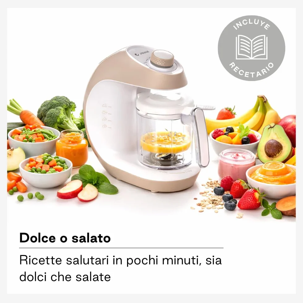 Jané Chefkiss 7 in 1 Multifunzione Robot da Cucina per Bebè Vapore Scongela Riscalda Sterilizza Pulizia Automatica