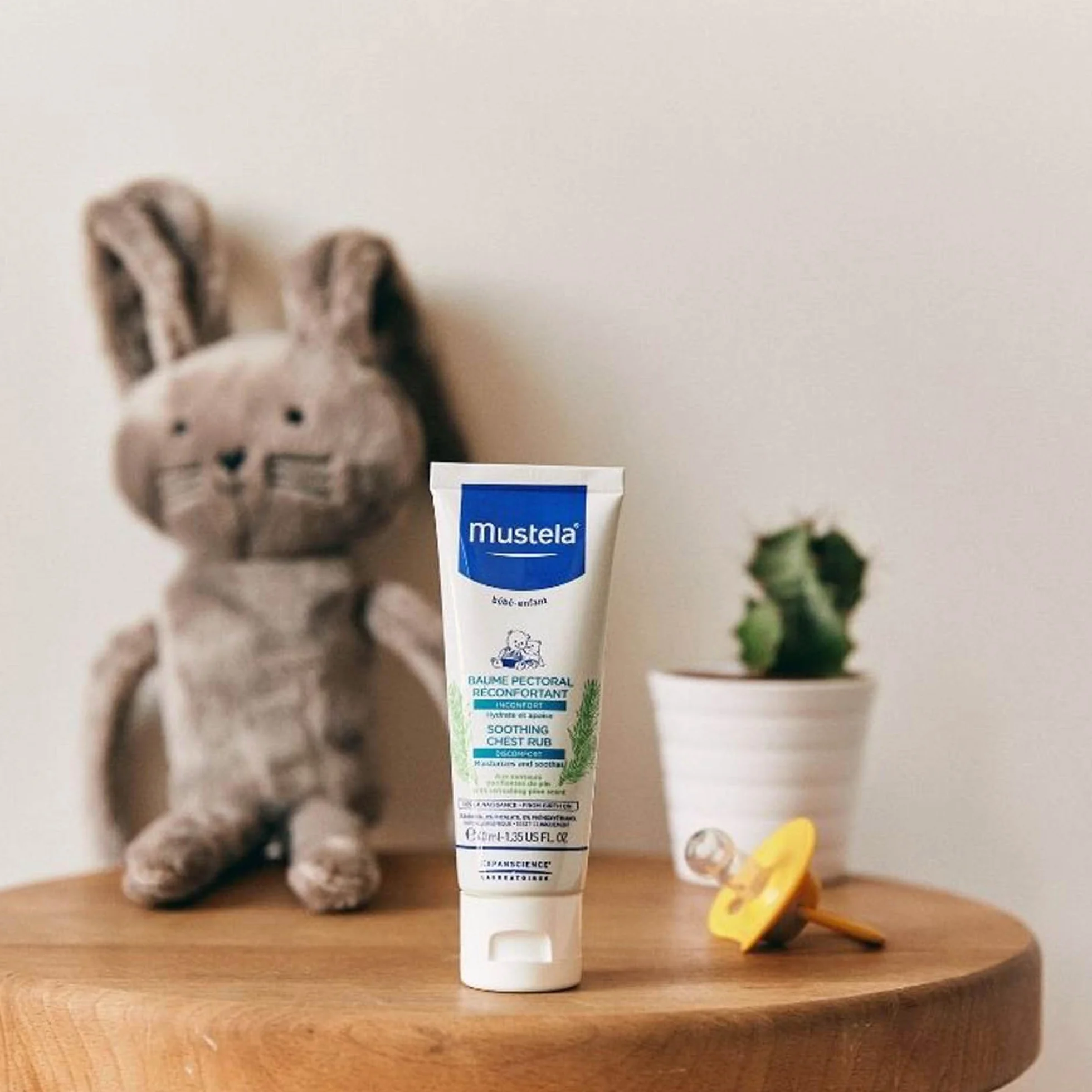 Mustela Crema Massaggio Balsamica 40ml per Raffreddore Naso Chiuso Tosse Camomilla Miele Karité Avocado Tiglio Pino