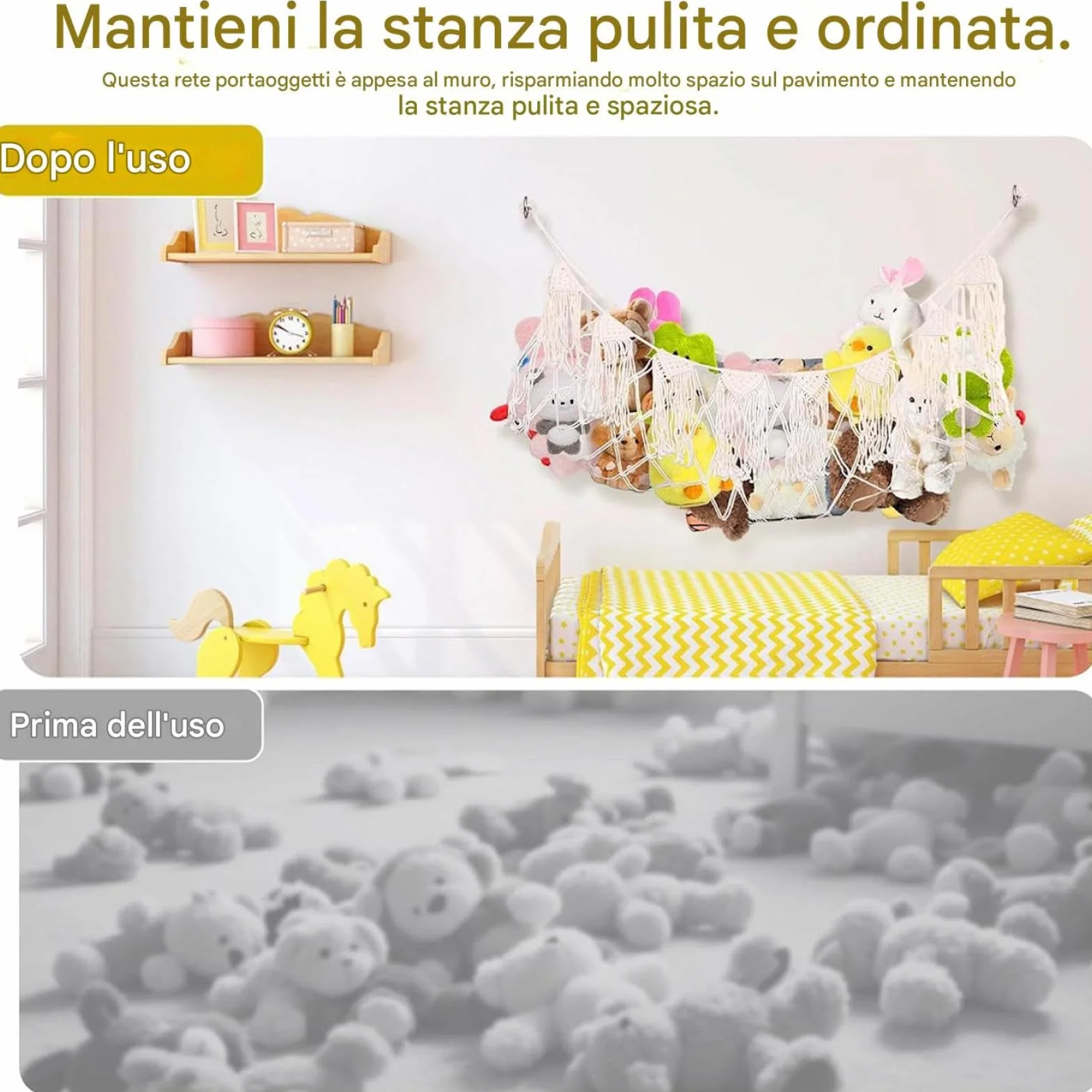 Rete per Animali di Peluche 150 cm Macramè Intrecciato Appendino Bohémien