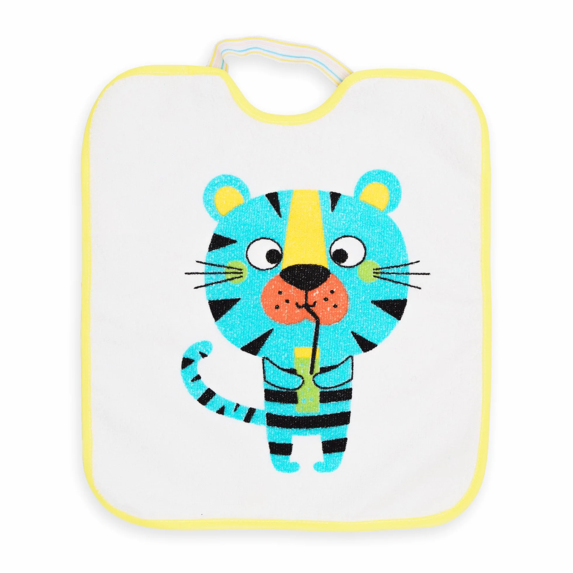 Set di 4 Bavaglini Asilo con Elastico per Bambini Impermeabili Assorbenti 73% Cotone 27% Poliestere 32x28 cm