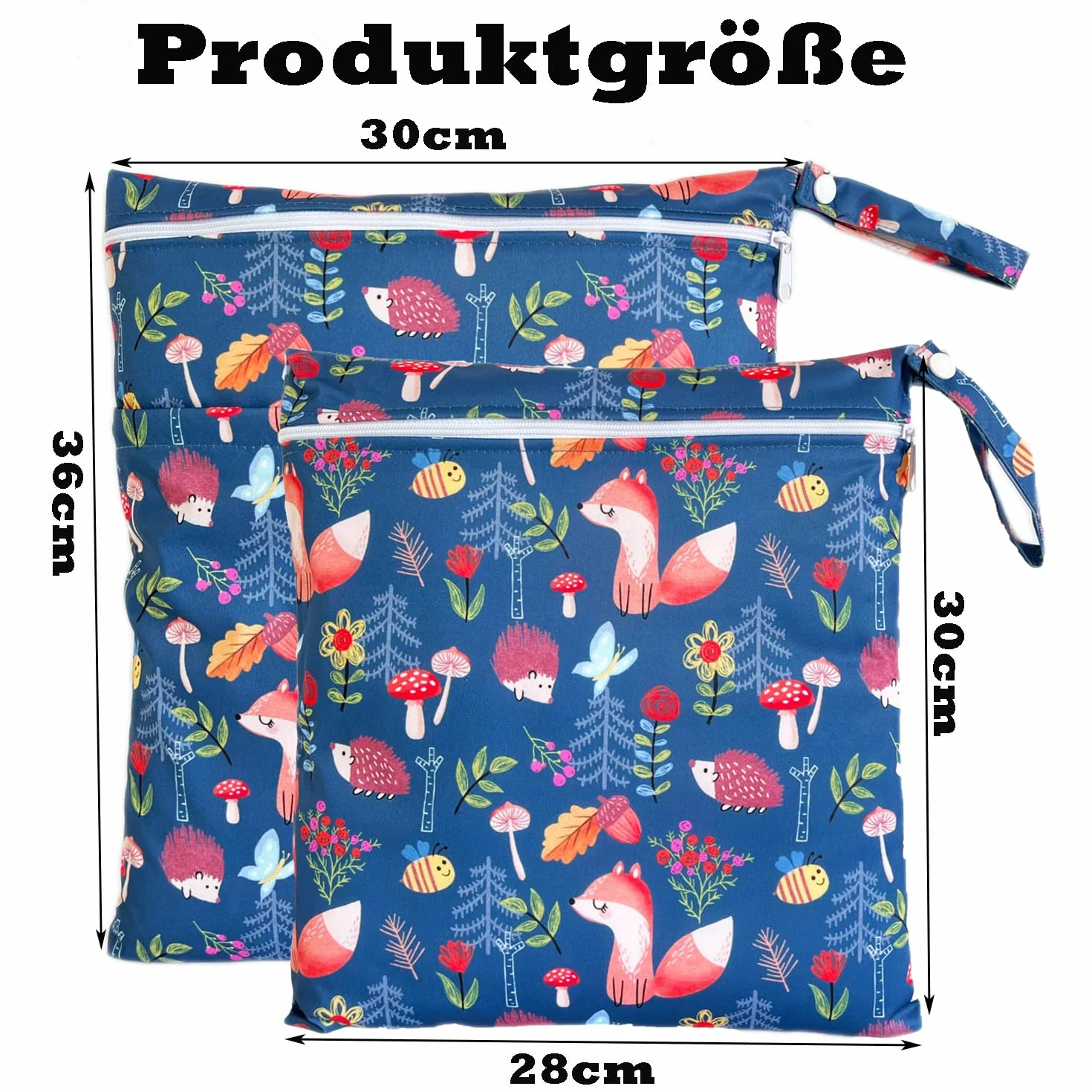 TRASUN Wetbag 2 Pezzi Borsa Pannolini Bagnato Asciutto Volpe Riccio Sacco a pelo