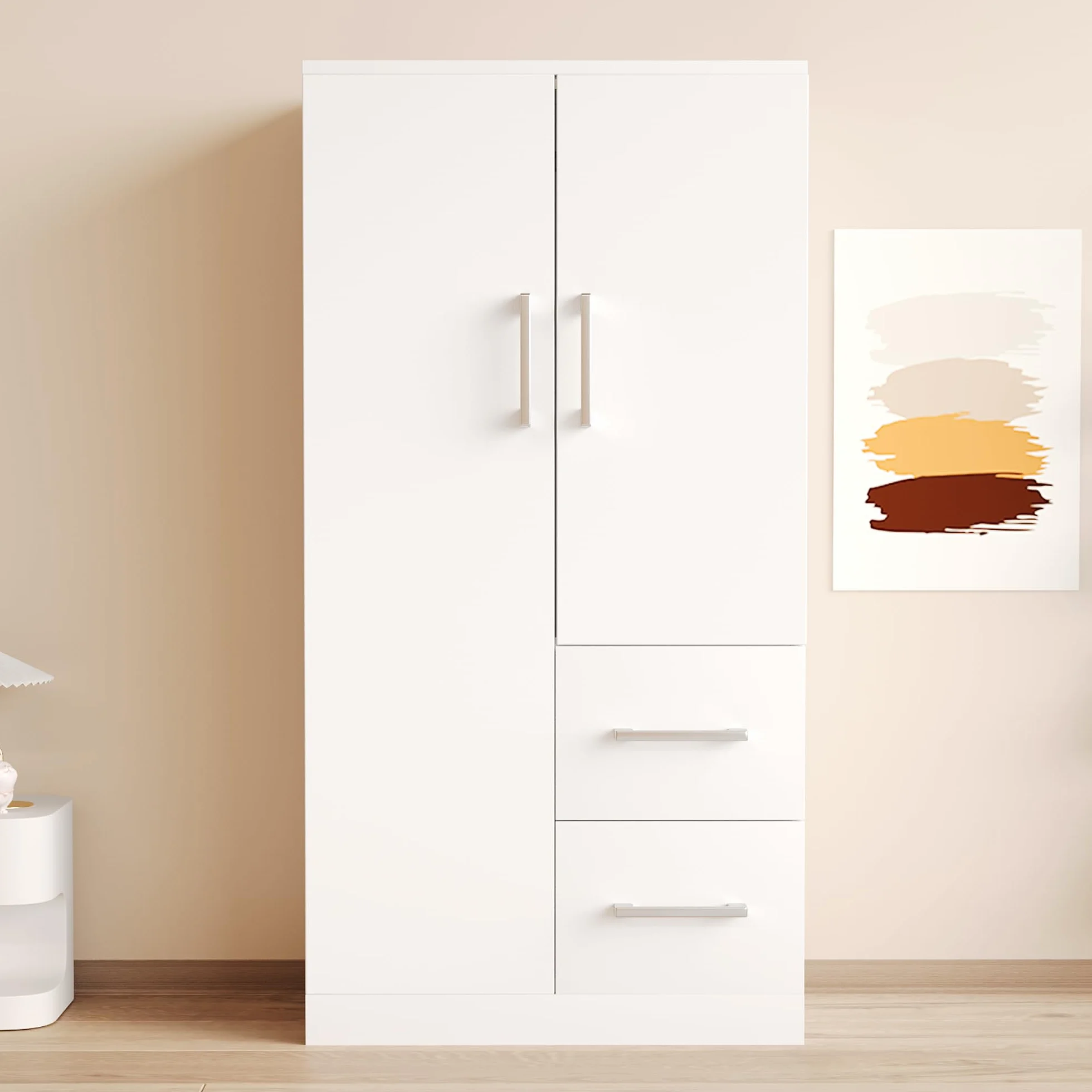 Armadio Bambini 2 Ante Legno 70x40x135 cm Bianco