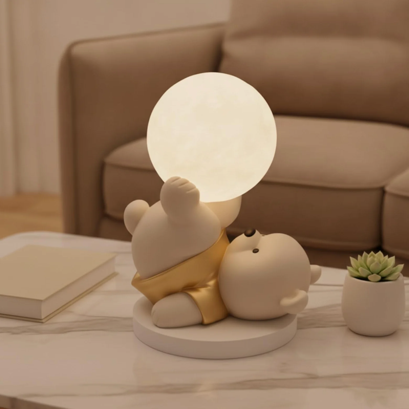 predolo Luce Notturna a Forma di Orso Decorativa Decorazione Calda Soprammobile per Bambini, Cameretta, Oro