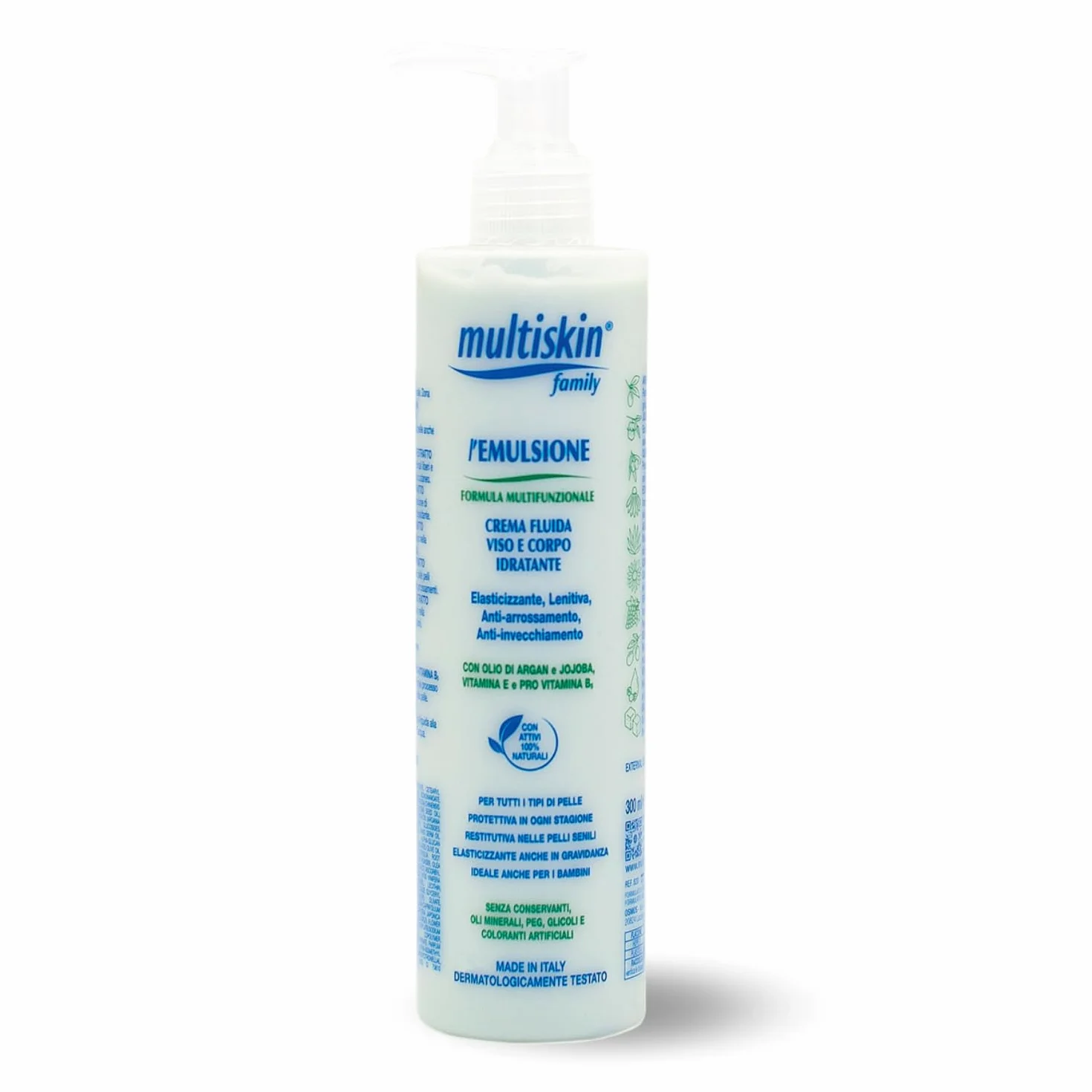 Emulsione Multifunzionale Viso e Corpo Crema Fluida Idratante Protettiva Lenitiva Olio di Argan e Jojoba 300 ml