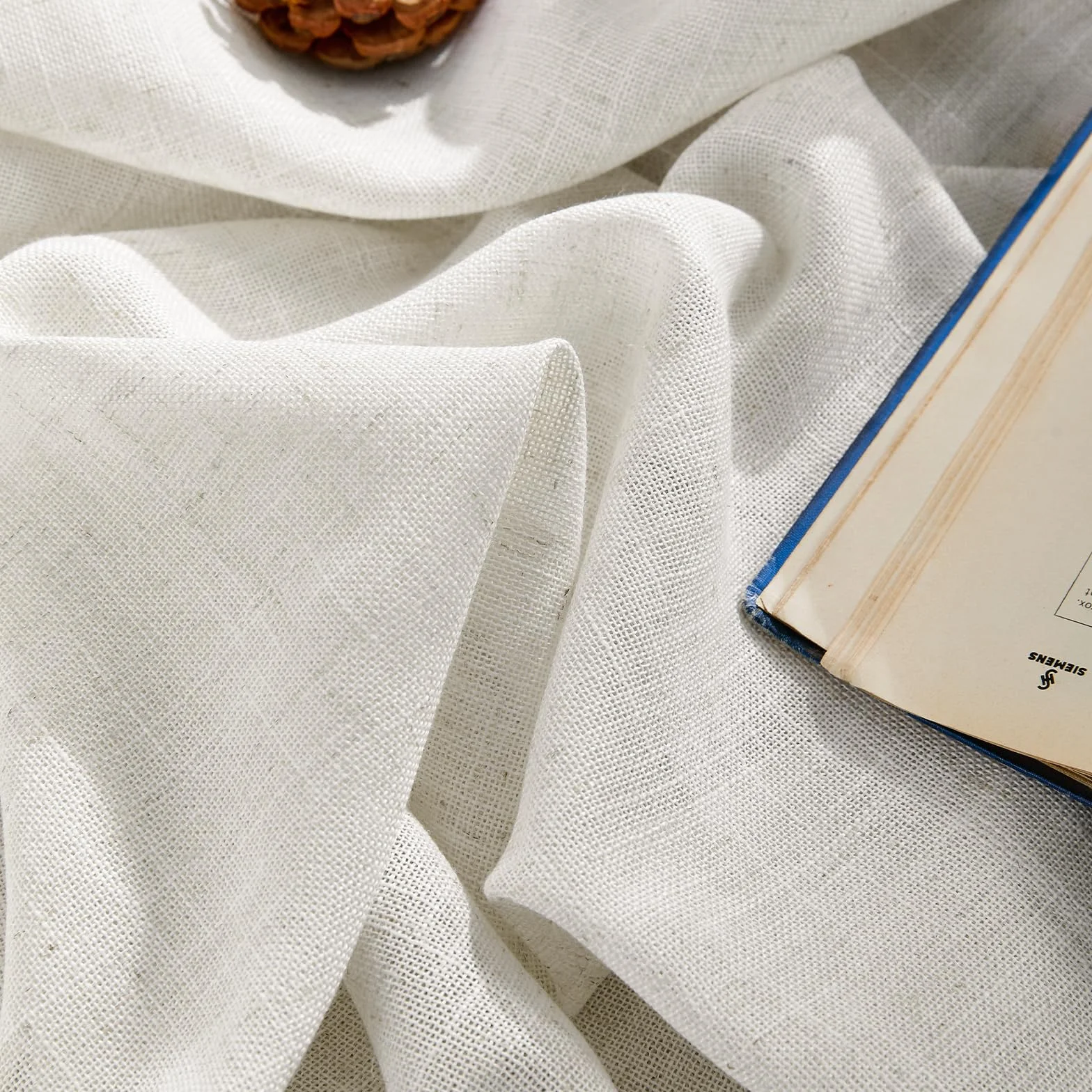 Tende in voile con occhielli Joydeco 260x140 cm bianco effetto lino set da 2 pezzi per camera da letto soggiorno
