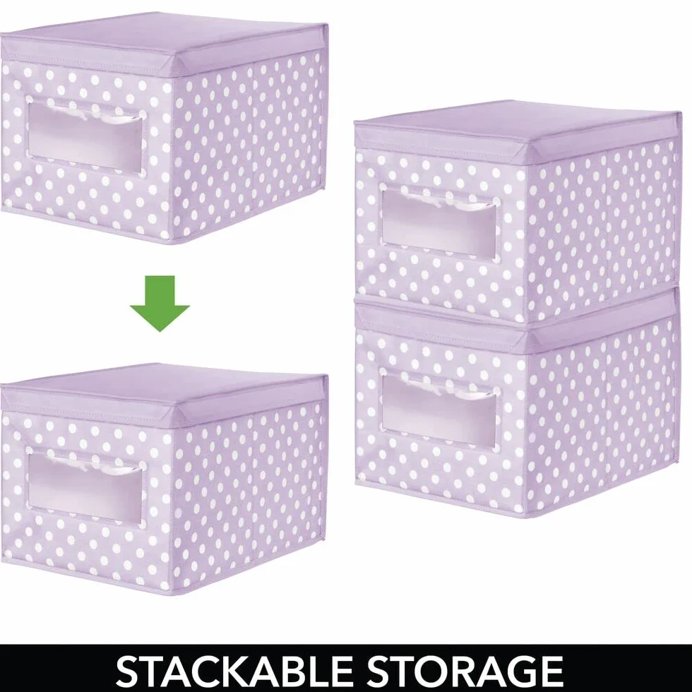mDesign Set di 6 contenitori in tessuto – Scatola impilabile per riporre vestiti o scarpe – Viola