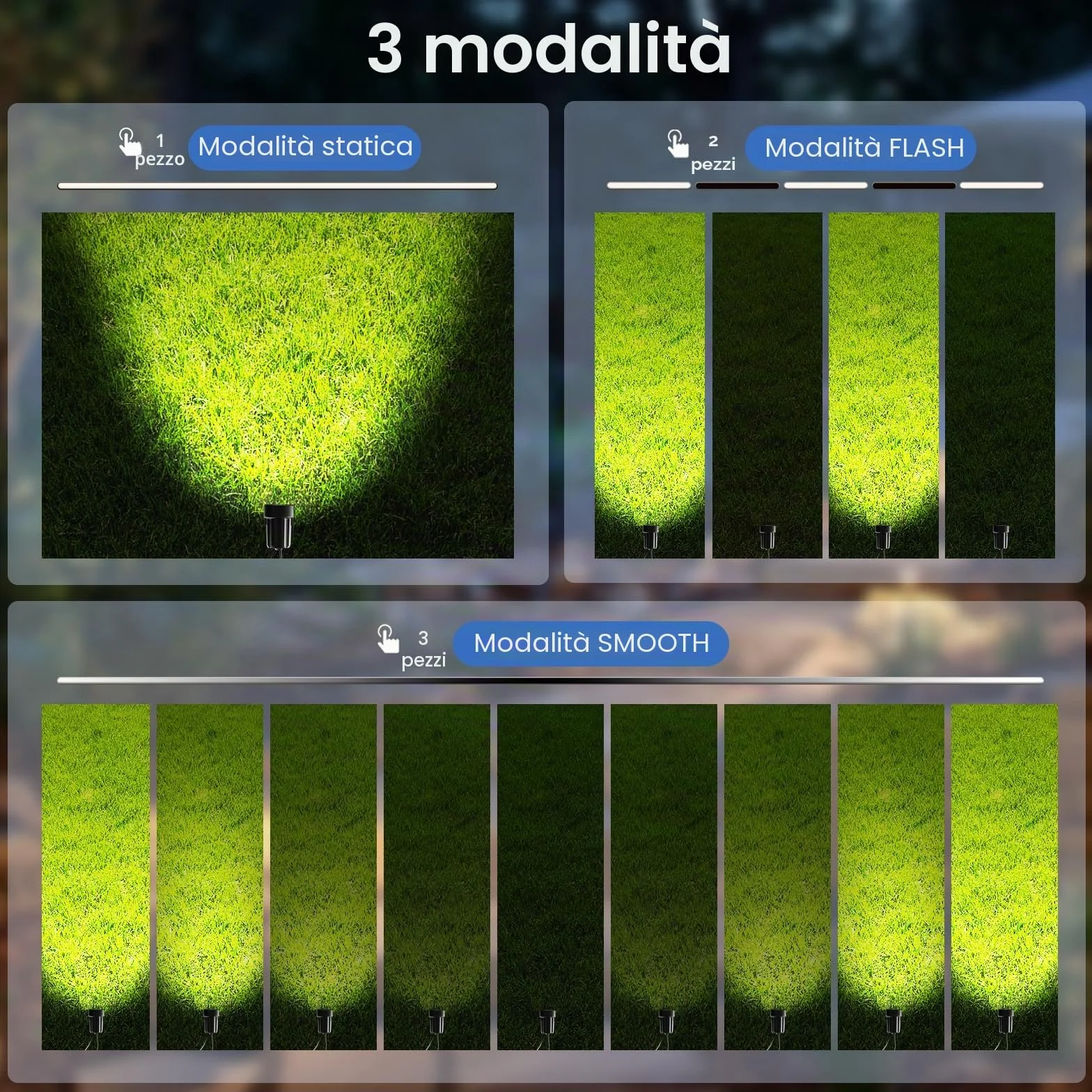 MEIHUA Faretti Solari Esterno 2700K 4000K 6000K Faretto Solare IP66 Impermeabile Faro Luce Solare 3 Luminosità 2 Modalità Dinamiche Timer Lampade da Giardino Solari per Cortile Halloween Natale