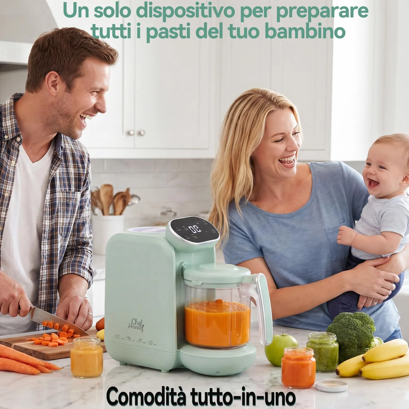 Chefhandy Cuocipappa Multifunzione 5-in-1, Omogeneizzatore e Cuoci Pappa per Neonati