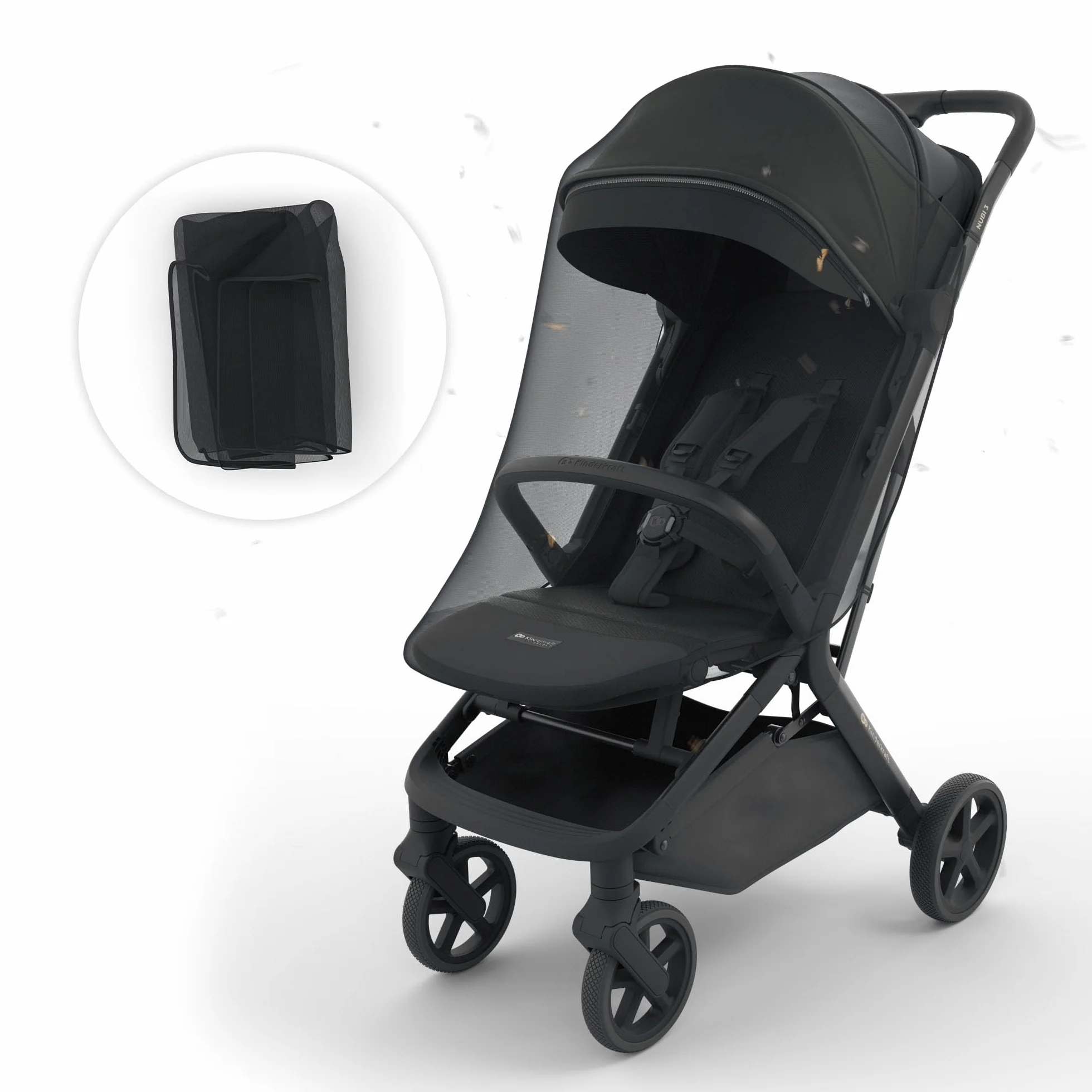 Kinderkraft NUBI 3 Passeggino Urbano 22 kg Buggy UPF50+ Leggero 8.7kg Nero