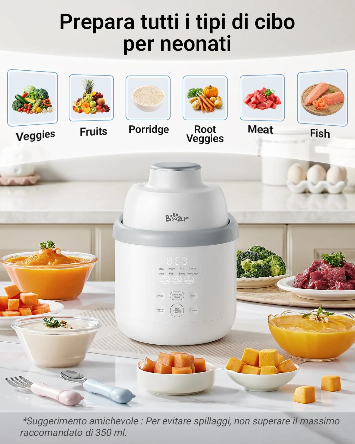 NutriEase AllStage Preparatore di Pappe per Bambini in Acciaio Inossidabile OneStep Baby Food Maker