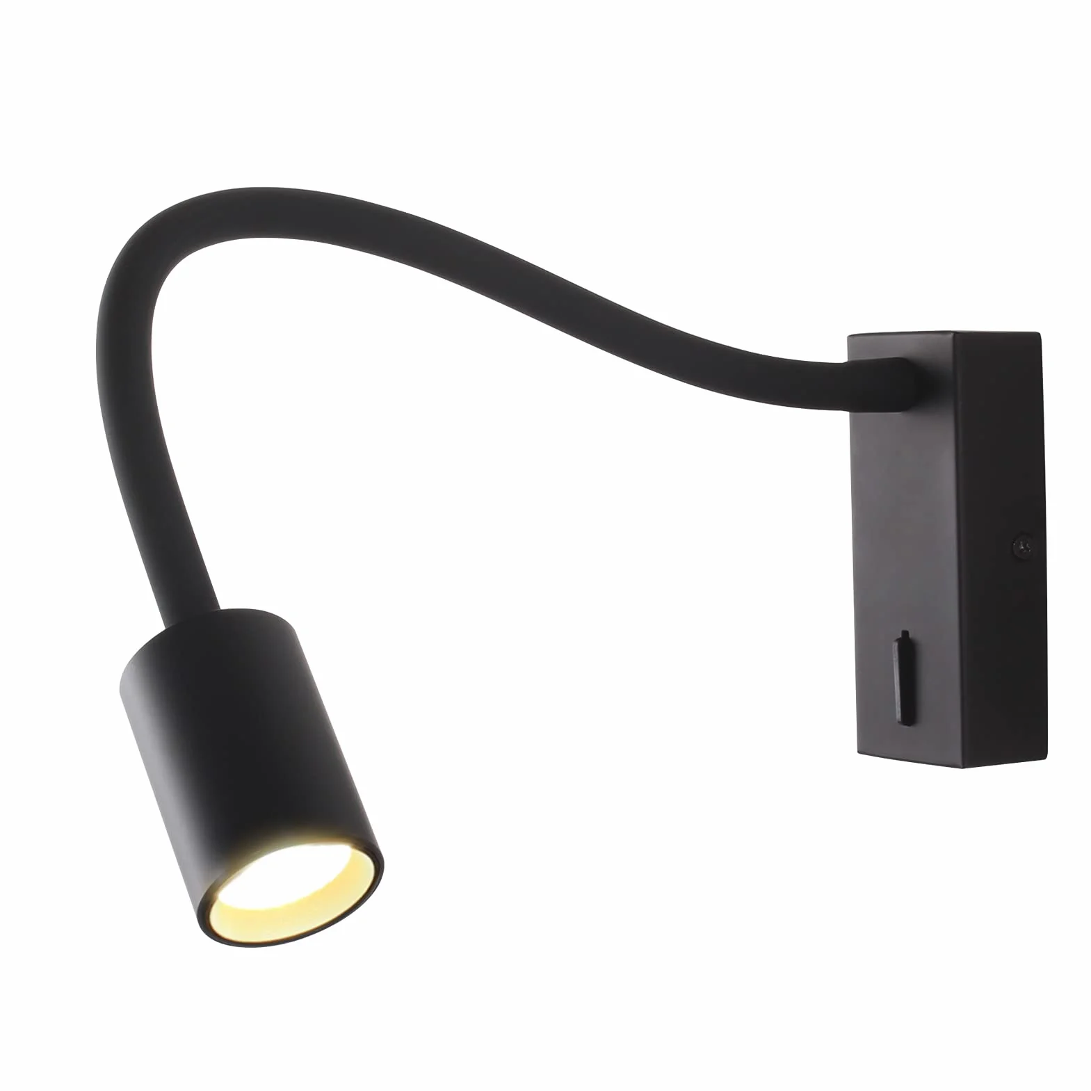 DAWALIGHT Applique da Parete per Lettura 5W LED Luce di Lettura a Collo di Cigno 3000K Bianco caldo Applique da Comodino a Parete per la notte per la Notte Soggiorno Studio, Alluminio, Nero