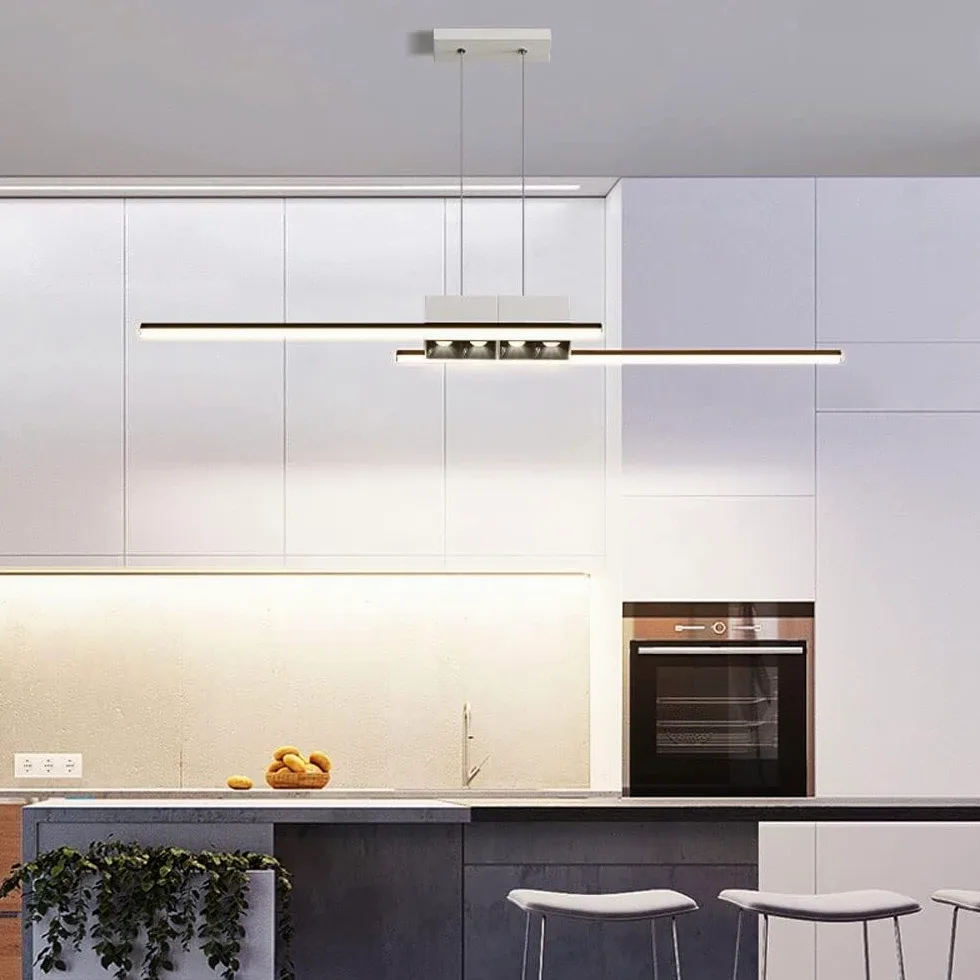 Faretti a Sospensione a LED per Isola Cucina, Lampada da Tavolo da Pranzo lineare Minimalista, Moderne lampade a Sospensione a Strisce per bancone per la Colazione in Soggiorno