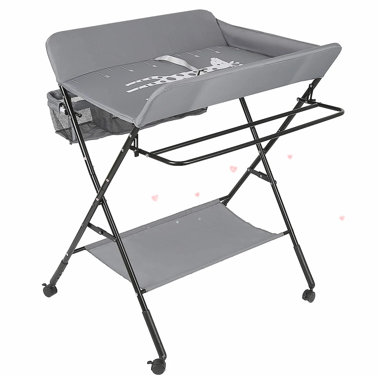 Fasciatoio Pieghevole e Mobile Multifunzionale con Misura, Tavolo Cambio Pannolini Bebè MAX 50 kg