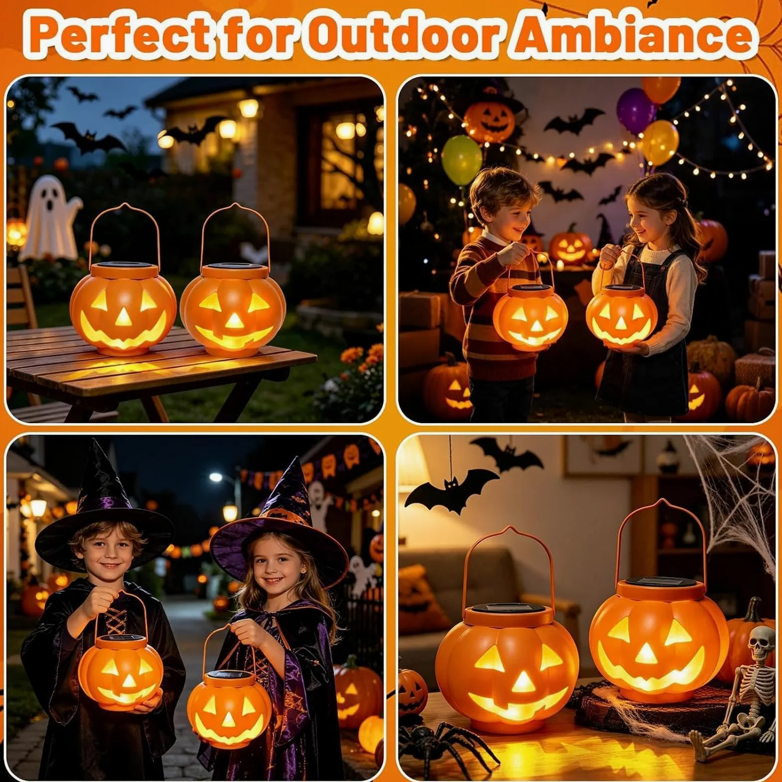 Lanterna Solare A Forma Di Lampada Decorativa Impermeabile | Lanterna Solare Halloween per Autunno Ringraziamento Giardino Cortile Sentiero Prato Albero