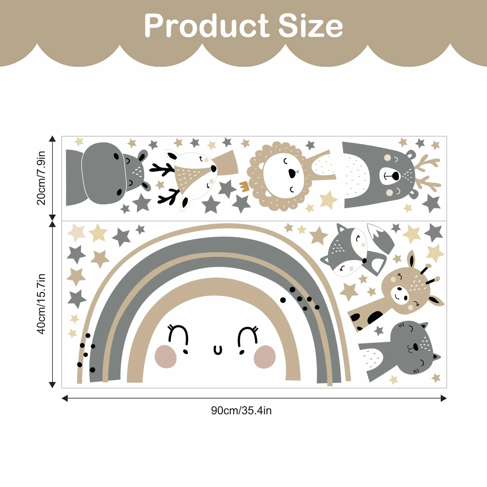 Adesivi Murali Animali Safari Giraffa Leone Grigio Stickers da Parete per Bambini