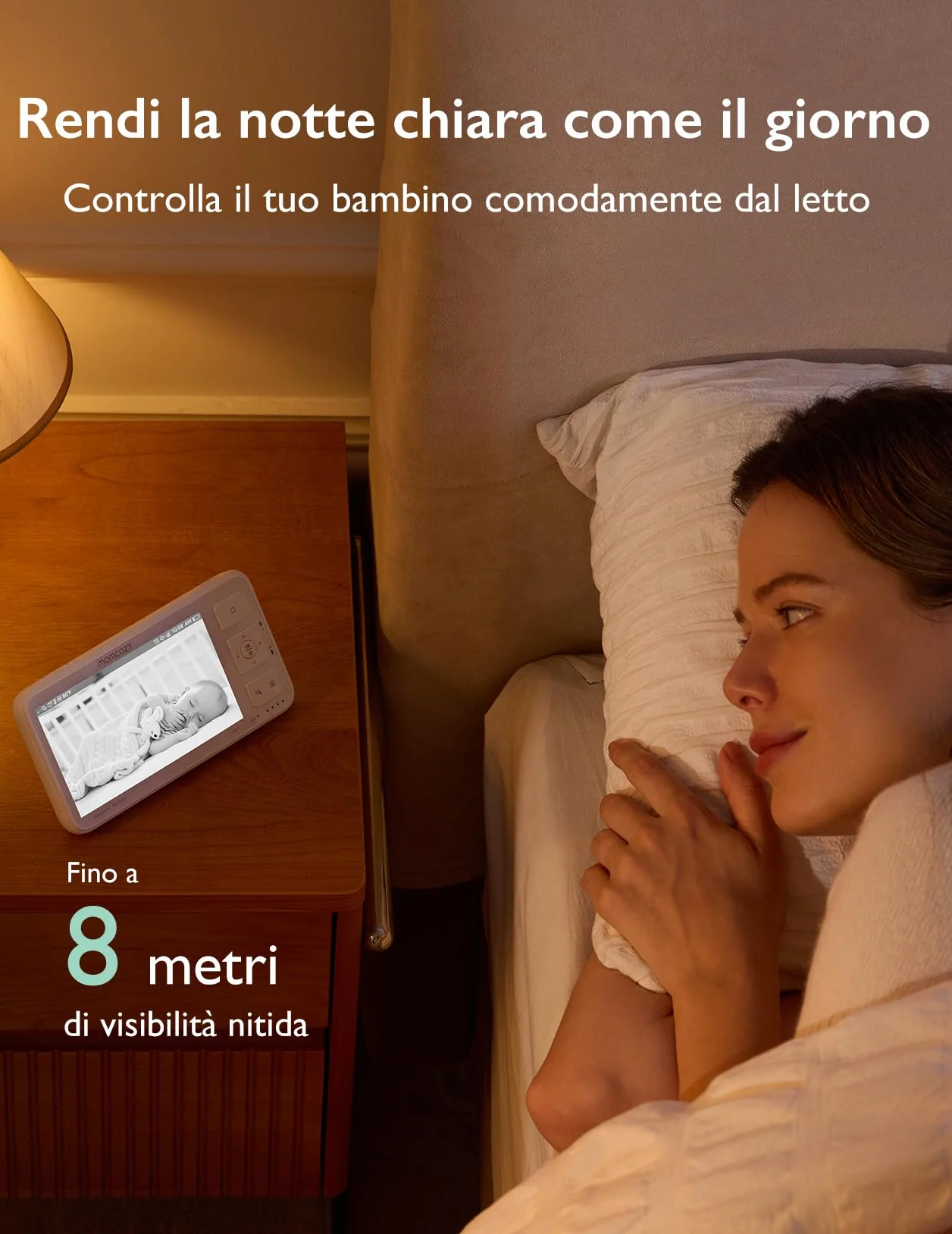 Momcozy BM03 Baby Monitor Video 5.5" Full HD 1080P Senza WiFi, Visione Notturna, Batteria 5800mAh