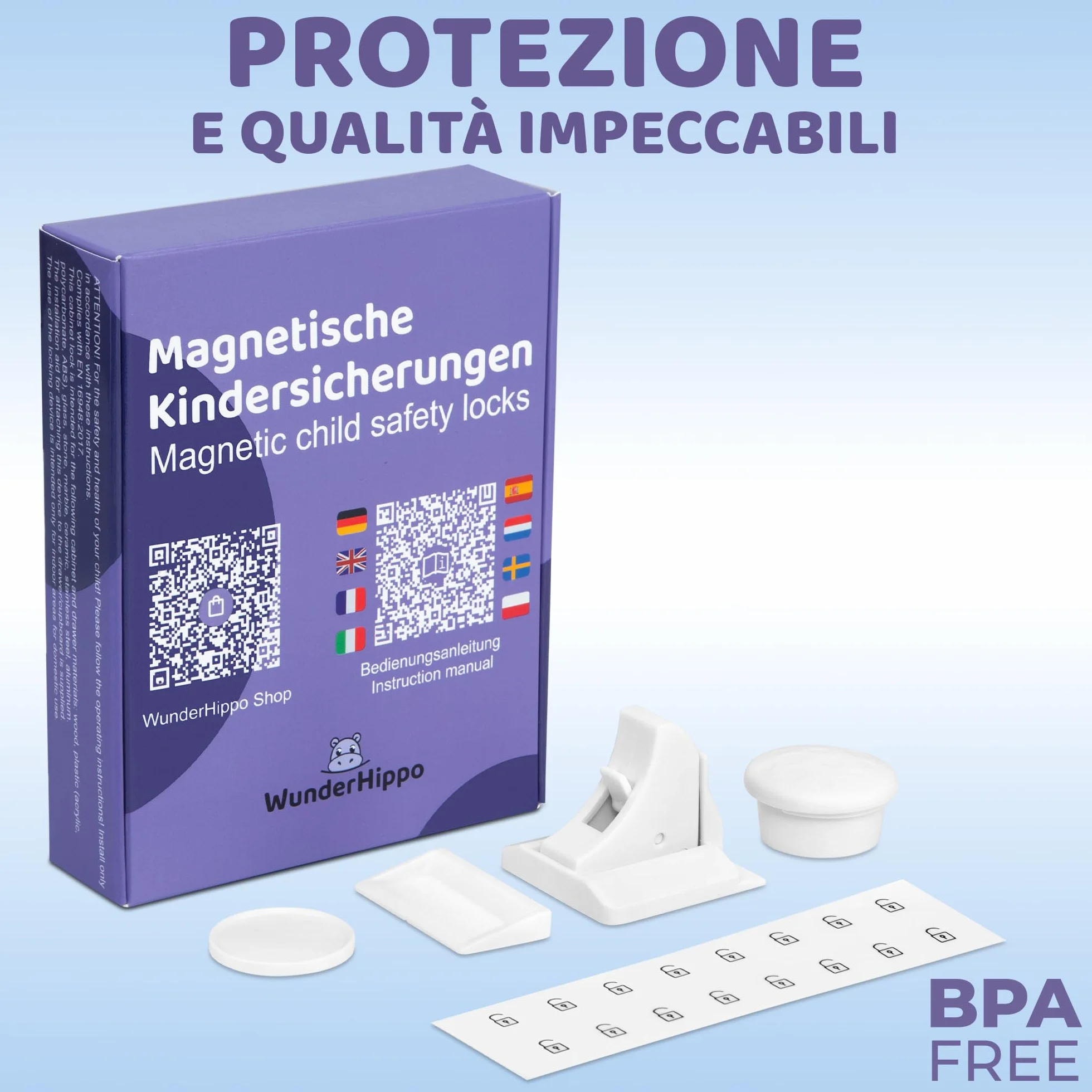 Chiusura Magnetica per Cassetti & Ante 12 Serrature 3 Chiavi Blocco Sicurezza Magnetico per Bambini