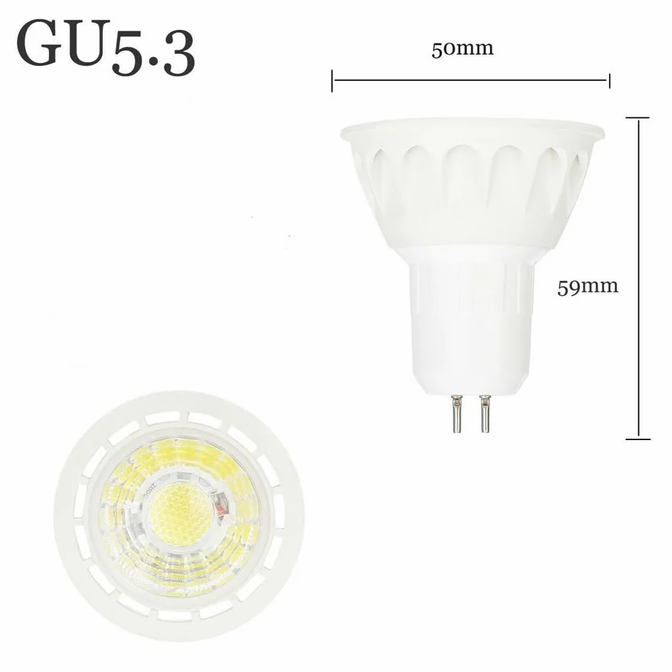 Light, Confezione da 10, faretto LED COB GU10/E27/E26 AC85-265V 6W non dimmerabile MR16 12V lampada for interni domestici(Blanc,E26 85-265V)