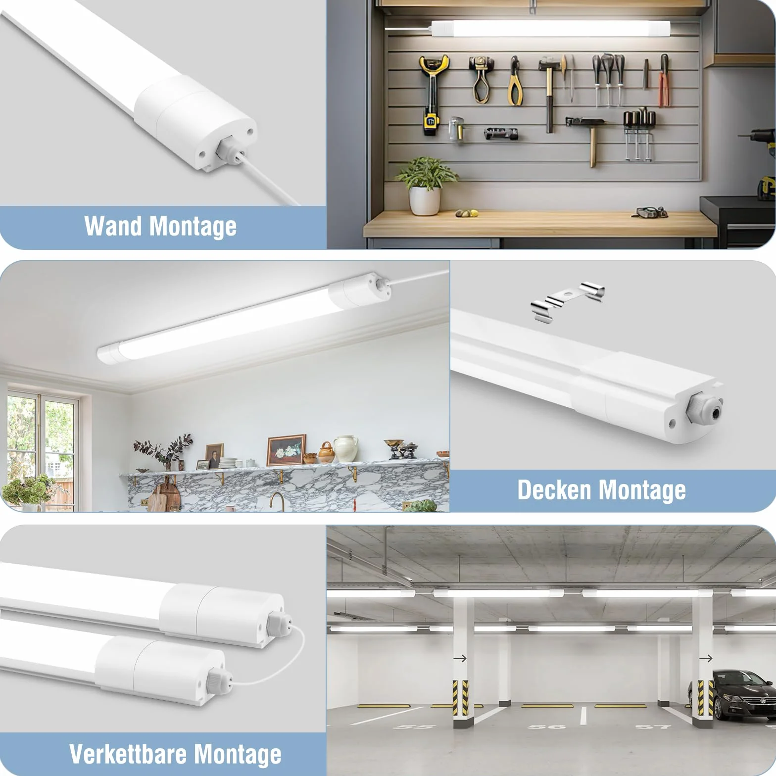 Lampada a LED per ambienti umidi, 90 cm, 30 W, 3300 lm, IP65, impermeabile, per ambienti umidi, per cantina, officina, garage, cucina, bagno, ufficio, bianco neutro, 4000 K