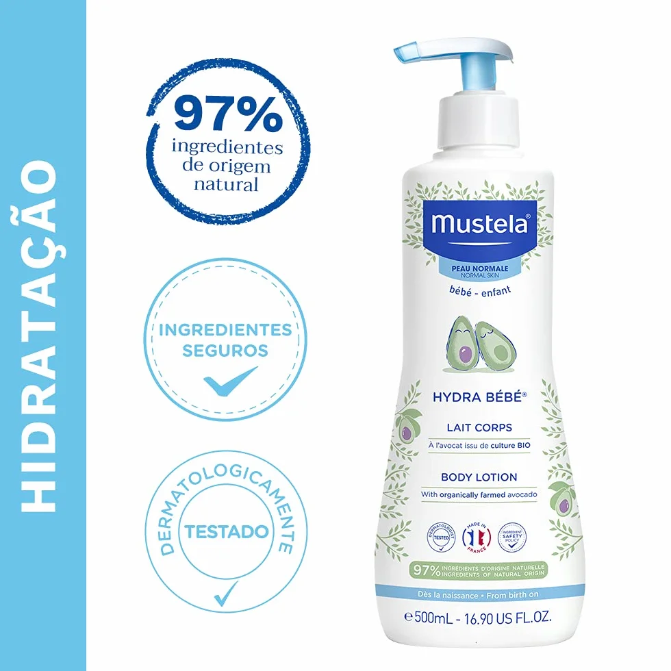 Mustela Hydra Bébé Latte corpo idratante al perseose d'avocado e vitamina E 500ml - 97% ingredienti origine naturale