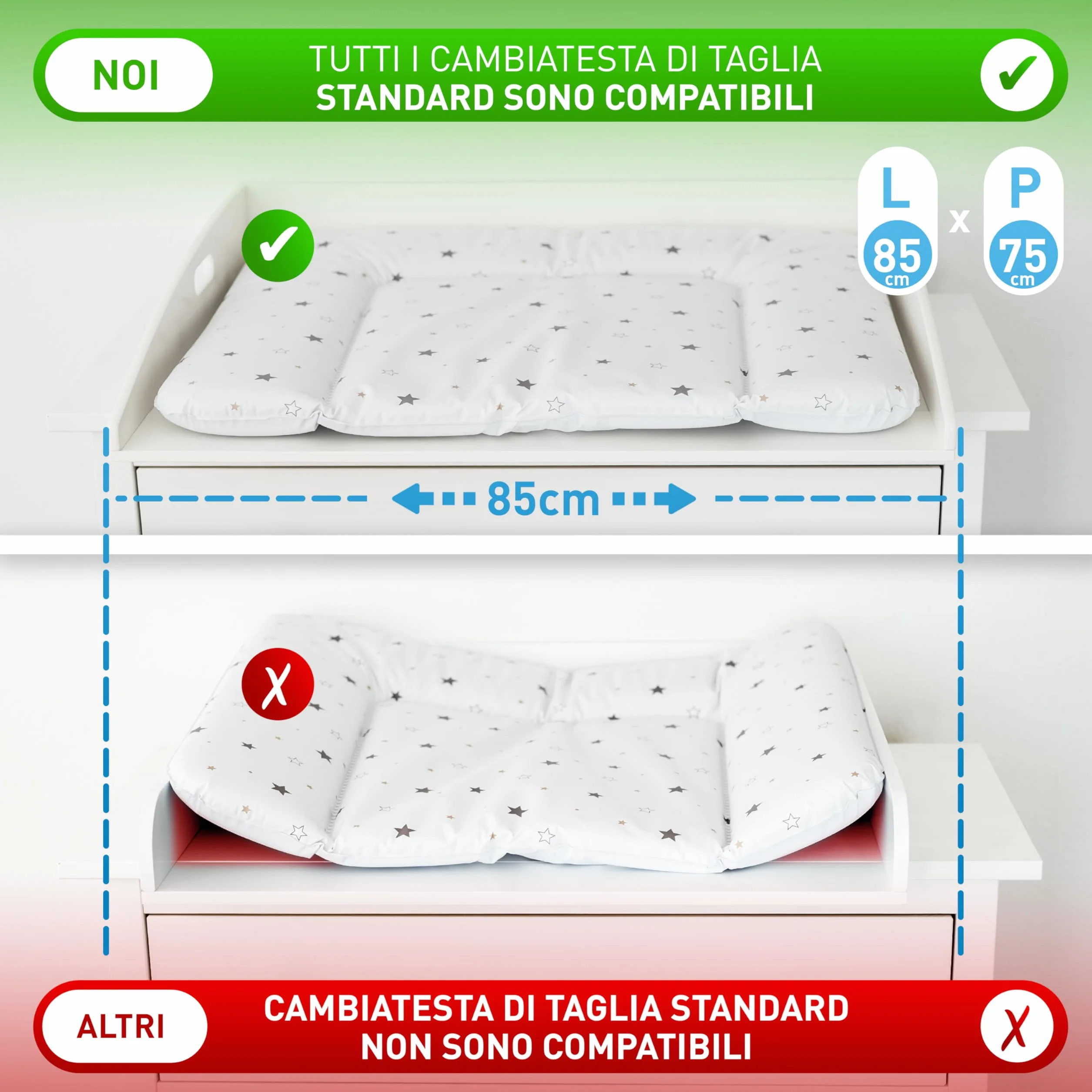 Fasciatoio Hemnes FLIPLINE HappyBaby Bianco 85x75x13 cm 2 Livelli di Sicurezza