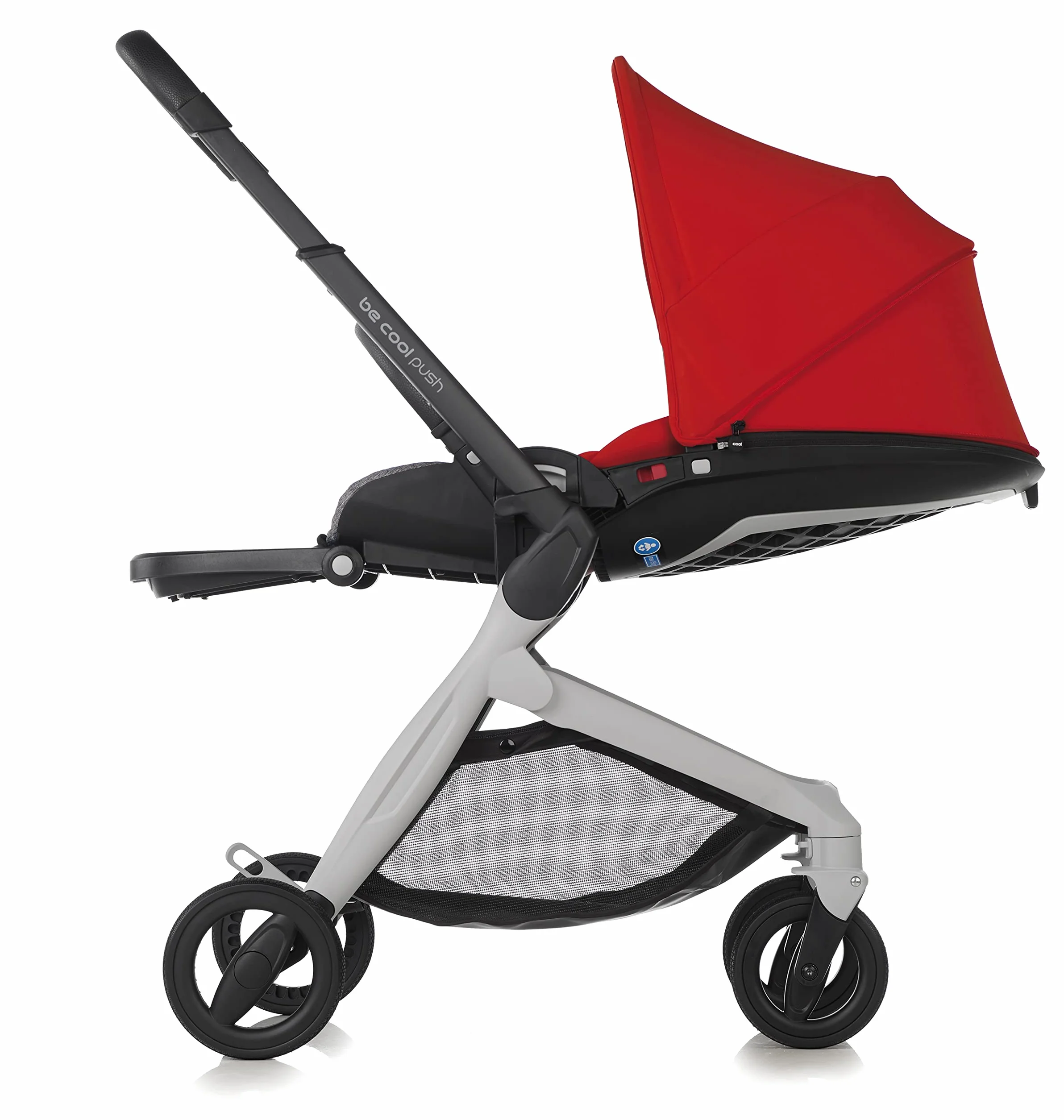 Be Cool Push Passeggino con seduta reversibile, alluminio, chiusura compatta, parapioggia e borsa per il cambio