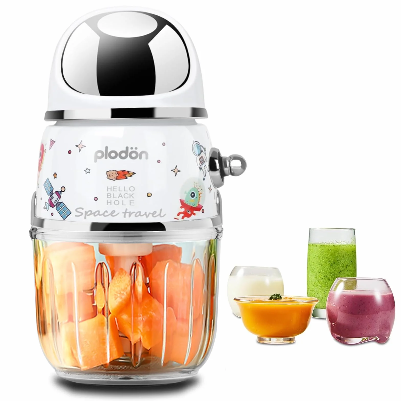 Baby Food Maker Mini Food Processor Puree Blender 1.2 Cup Glass Bowl 6 Blade Electric