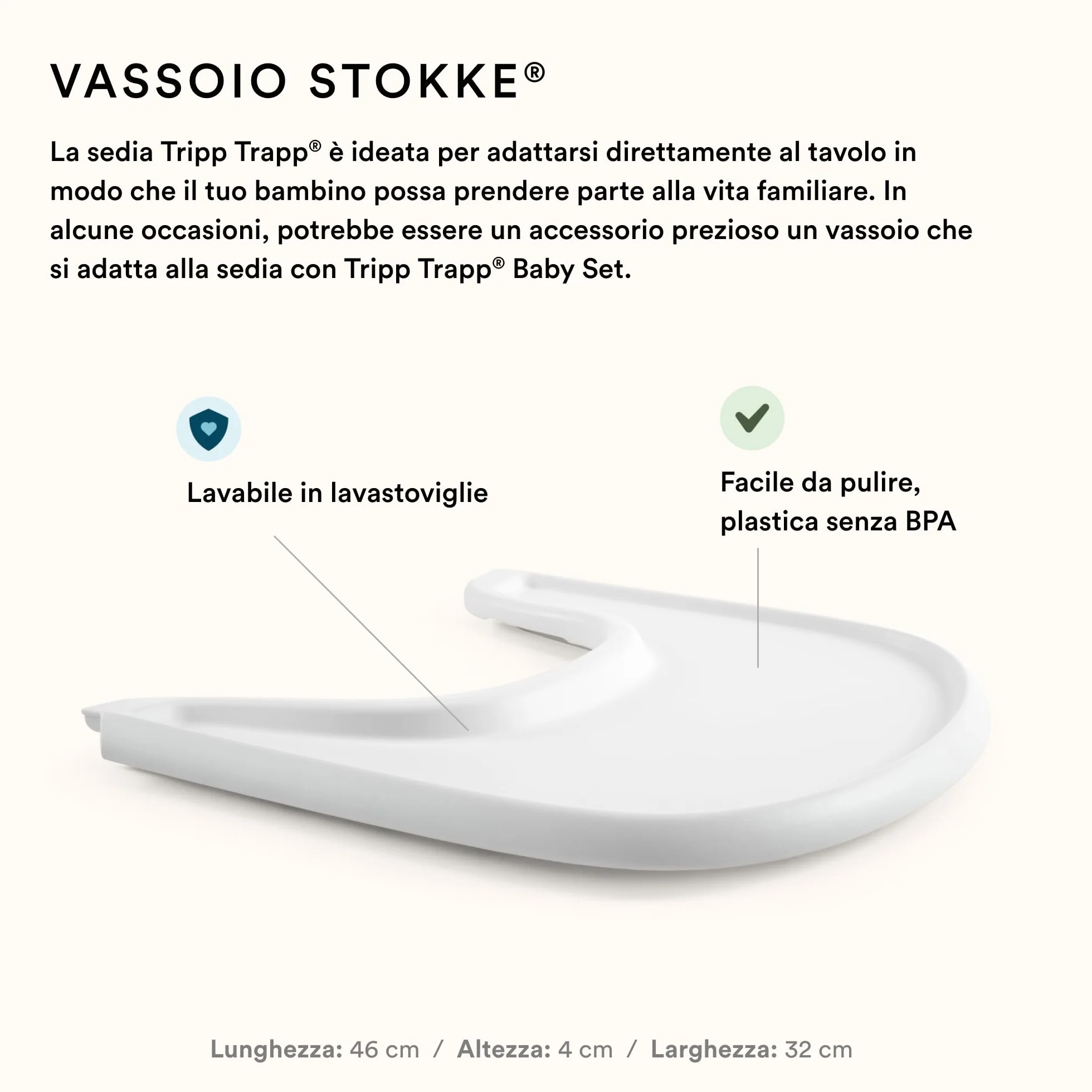 Stokke Tripp Trapp Seggiolone Natural con Vassoio Bianco per Bambini 6-36 Mesi