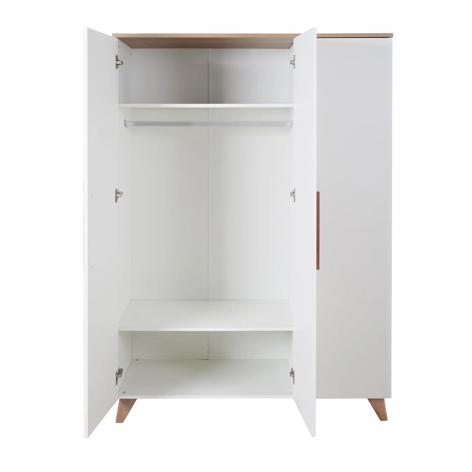 roba Set per cameretta bambini 3 pezzi Lettino 70x140 cm convertibile fasciatoio 3 cassetti armadio bambini Maniglie piedi legno massello Bianco rovere scuro