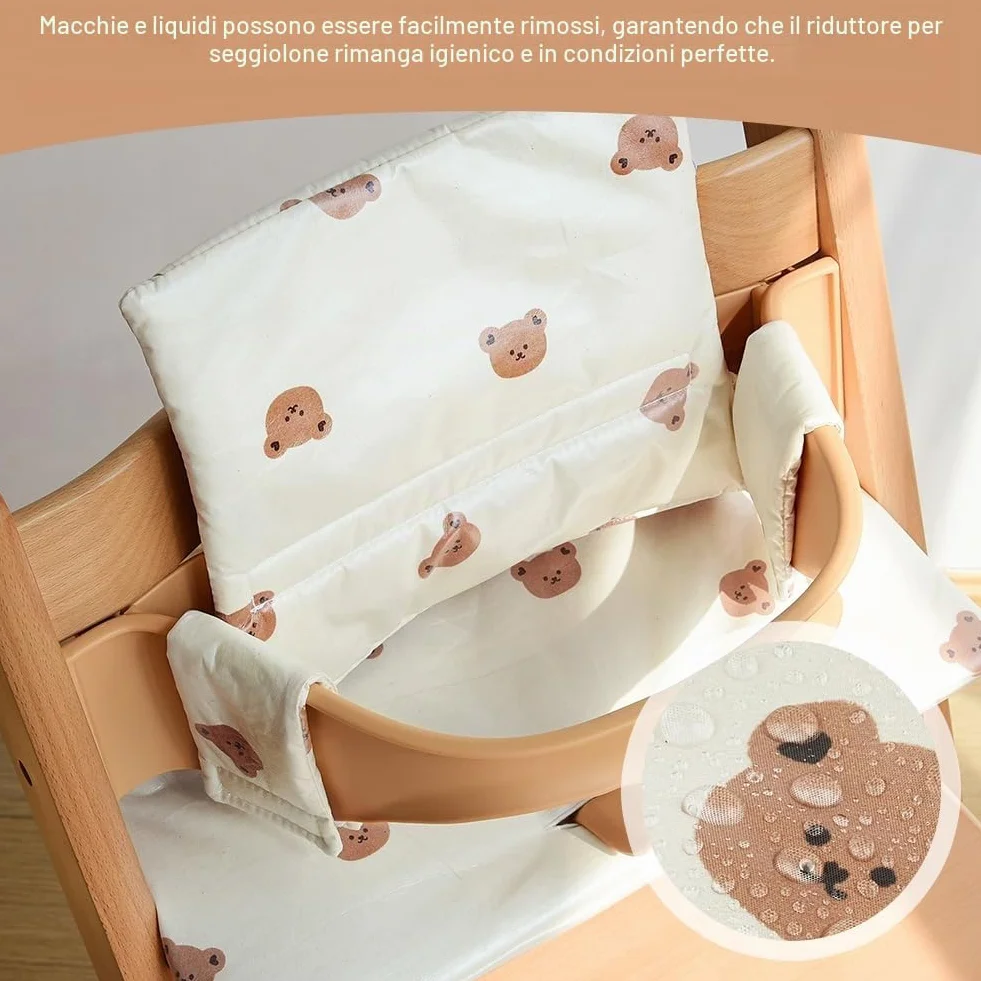 Vicloon Cuscini per Seggiolone Stokke 2 Pezzi Antiscivolo Impermeabile Cotone Beige