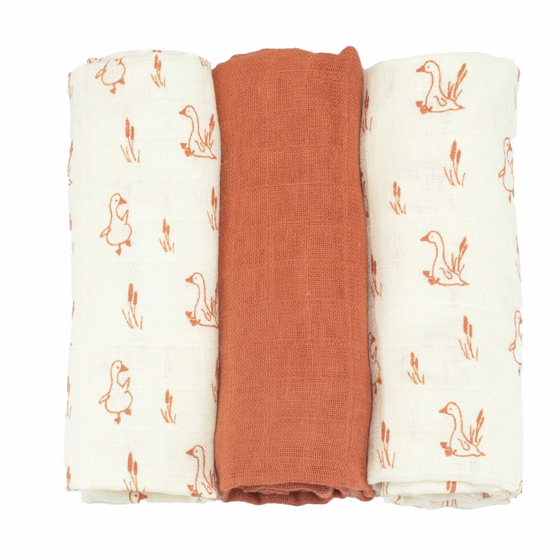 Trois Kilos Sept Mussole Neonato 70x70 cm Oeko-tex Terracotta