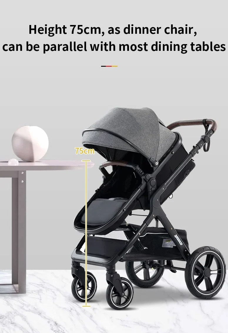 YAZOCO Passeggino Trio 3 in 1 Carrozzina Ovetto Pieghevole Neonato Cachi