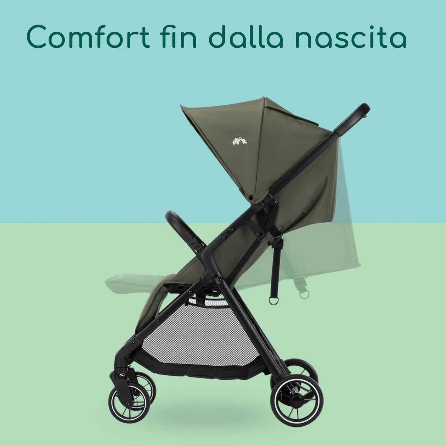 Bebeconfort Azur Passeggino Compatto Leggero 0-3 anni 15 kg Reclinabile Sdraiato Mineral Green
