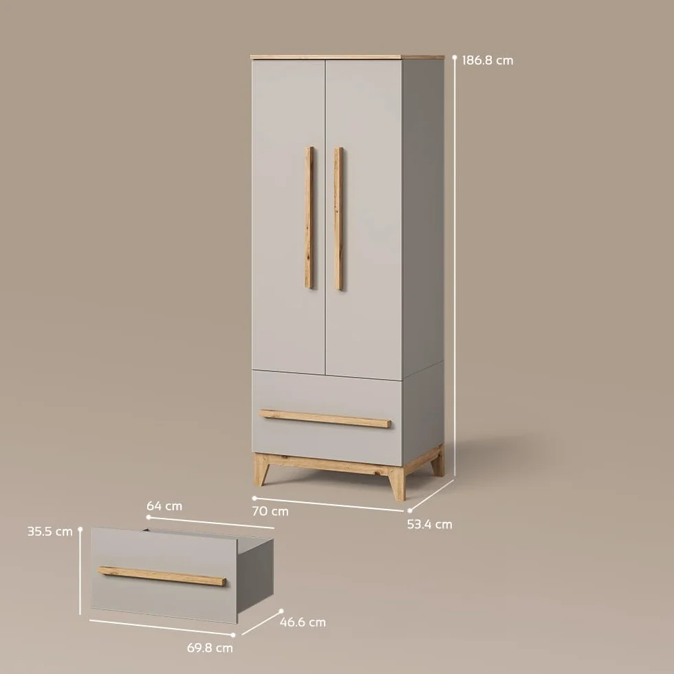 Livinity Guardaroba per bambini Mailo 70 x 186.8 cm con sedile a panchina