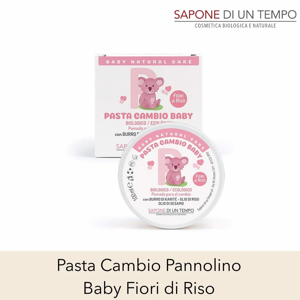 Sapone di un Tempo Pasta Cambio Pannolino Baby Fiori di Riso 100 ml Eco Bio Ossido di Zinco