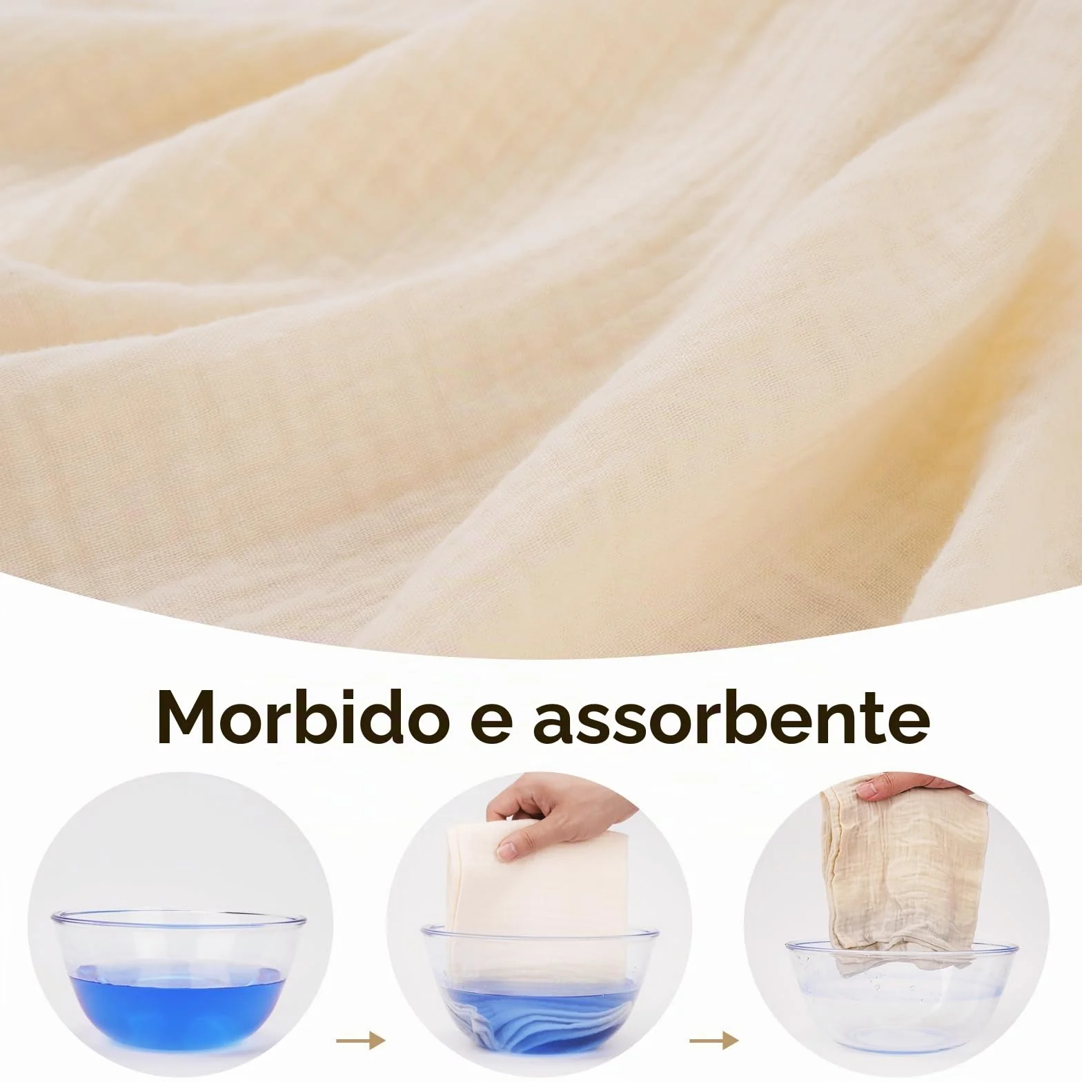 Mussole Neonato 60x60 cm Set 4 Pezzi 100% Cotone Marrone