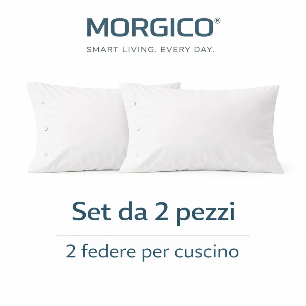 Set 2 Pezzi Federe Cuscino 52x82 cm con Bottoni in Cotone 100% Lavabile Rosa Confetto