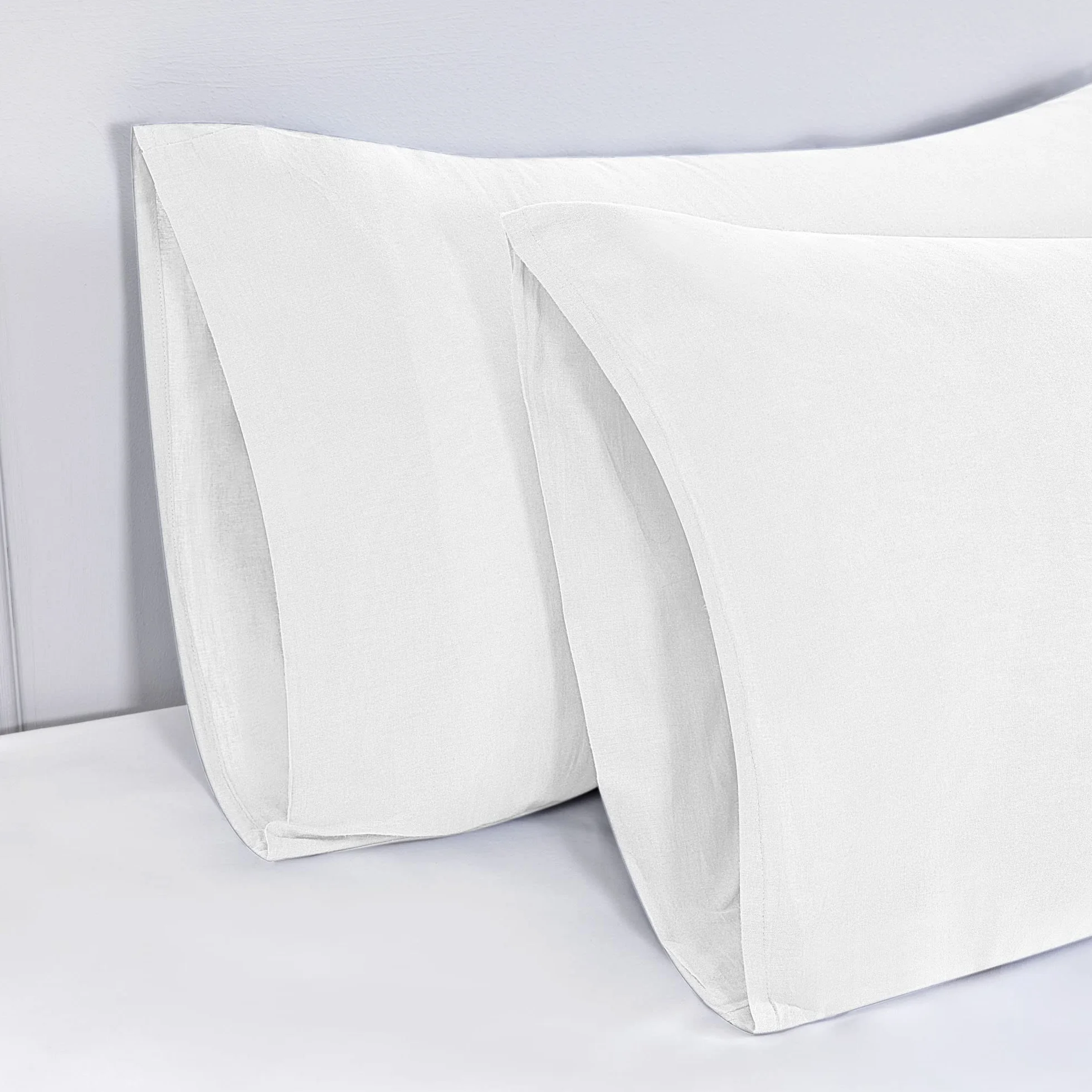 Federe Cuscini Letto Matrimoniale Cotone 50x80 cm 2 PCS, Oeko-TEX Premium Cotone 110GSM, Morbida Traspirante Ipoallergenica Bianco